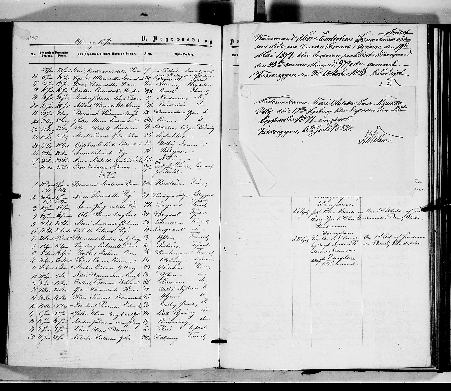 Tynset prestekontor, SAH/PREST-058/H/Ha/Haa/L0021: Parish register (official) no. 21, 1863-1879, p. 343