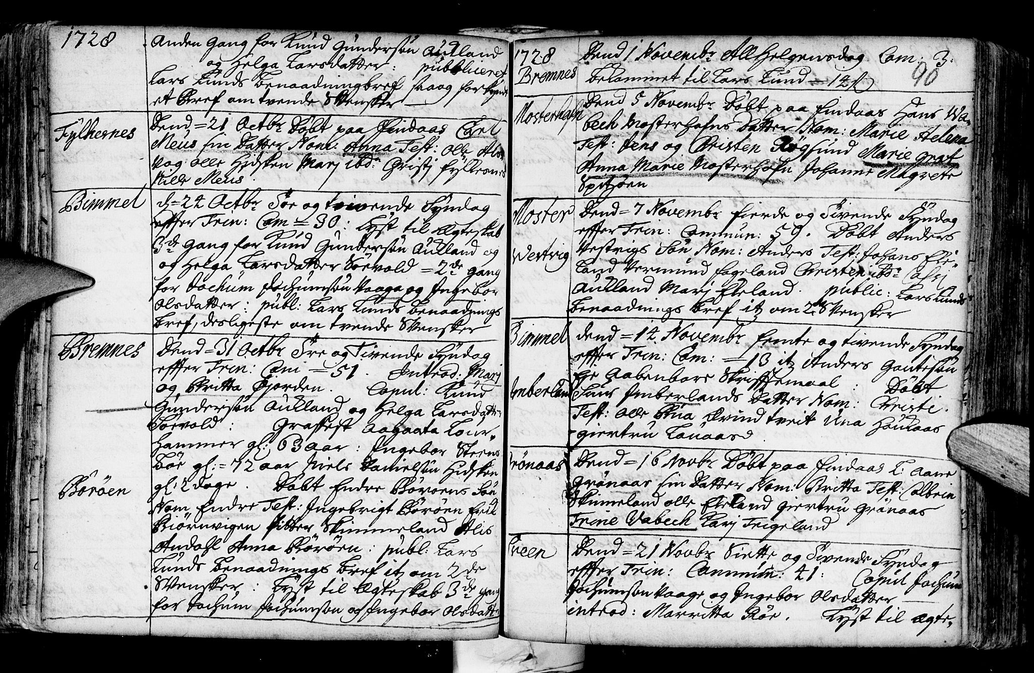 Finnås sokneprestembete, AV/SAB-A-99925/H/Ha/Haa/Haaa/L0001: Parish register (official) no. A 1, 1718-1744, p. 90