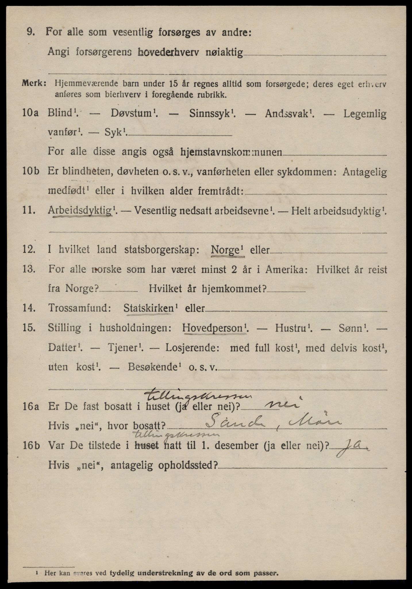 SAT, 1920 census for Volda, 1920, p. 7169