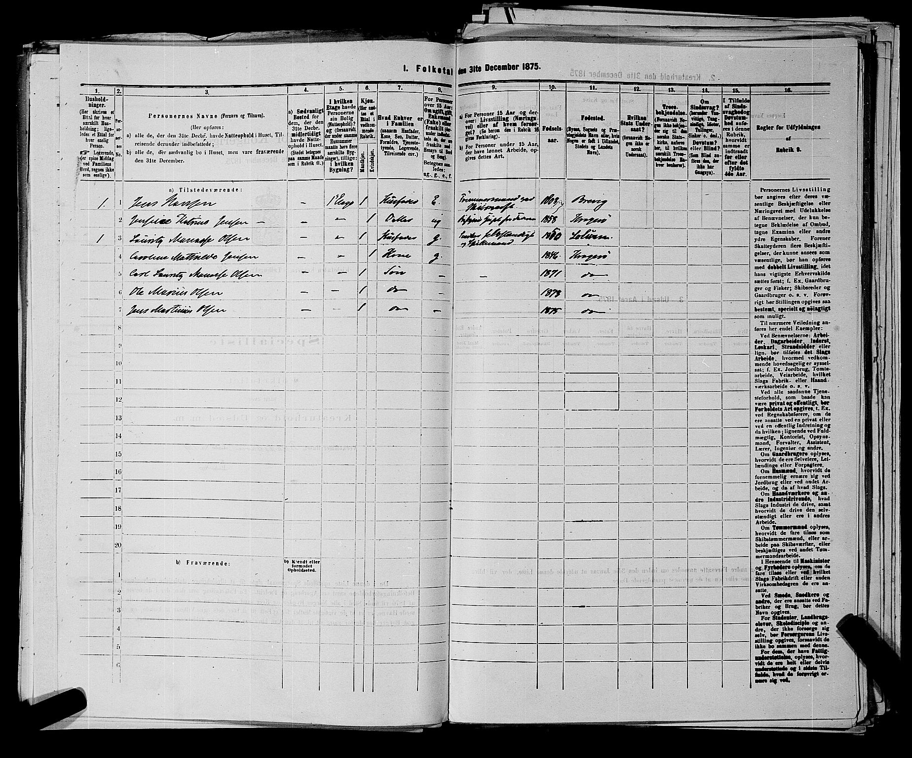 SAKO, 1875 census for 0801P Kragerø, 1875, p. 1289