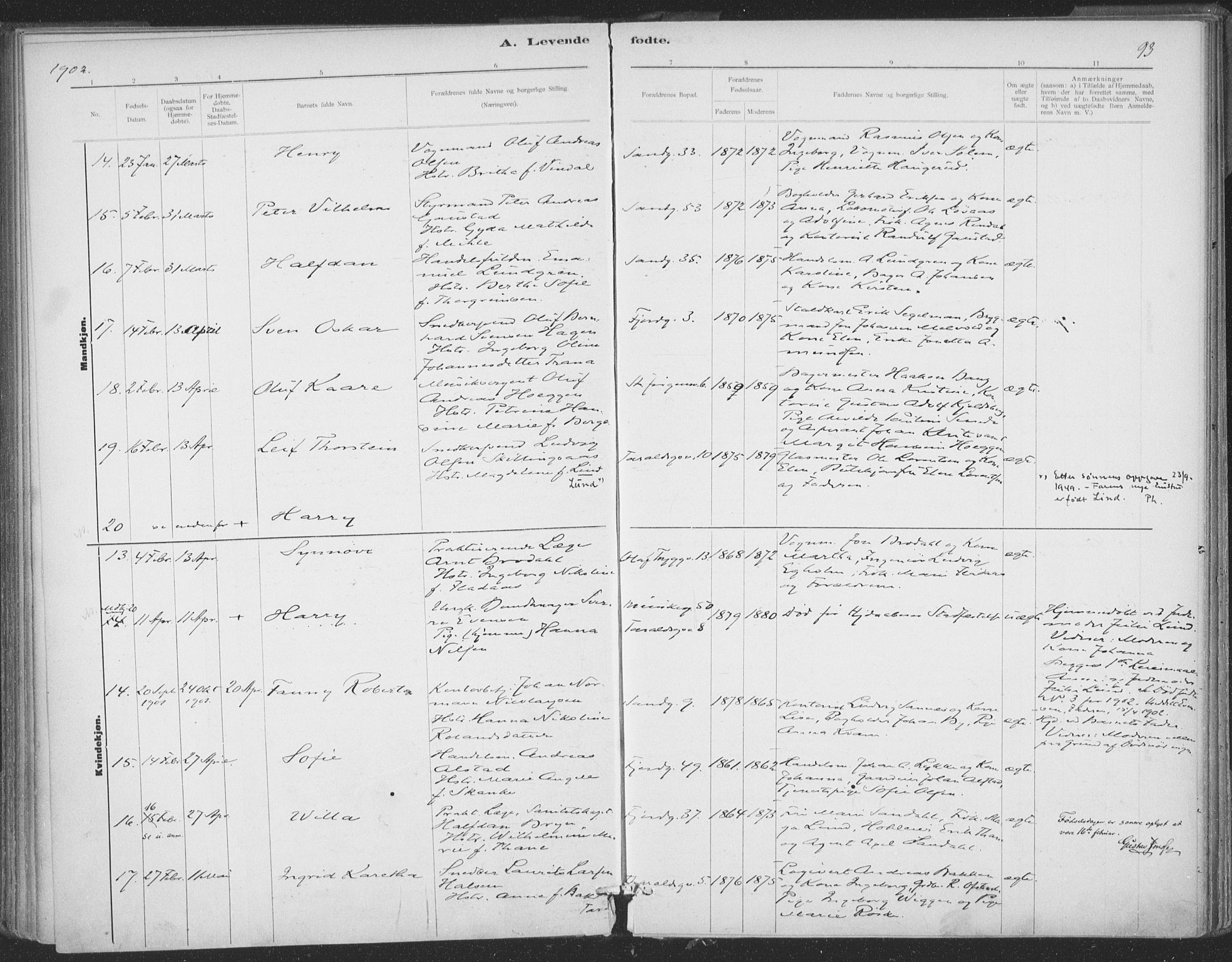 Ministerialprotokoller, klokkerbøker og fødselsregistre - Sør-Trøndelag, SAT/A-1456/602/L0122: Parish register (official) no. 602A20, 1892-1908, p. 93