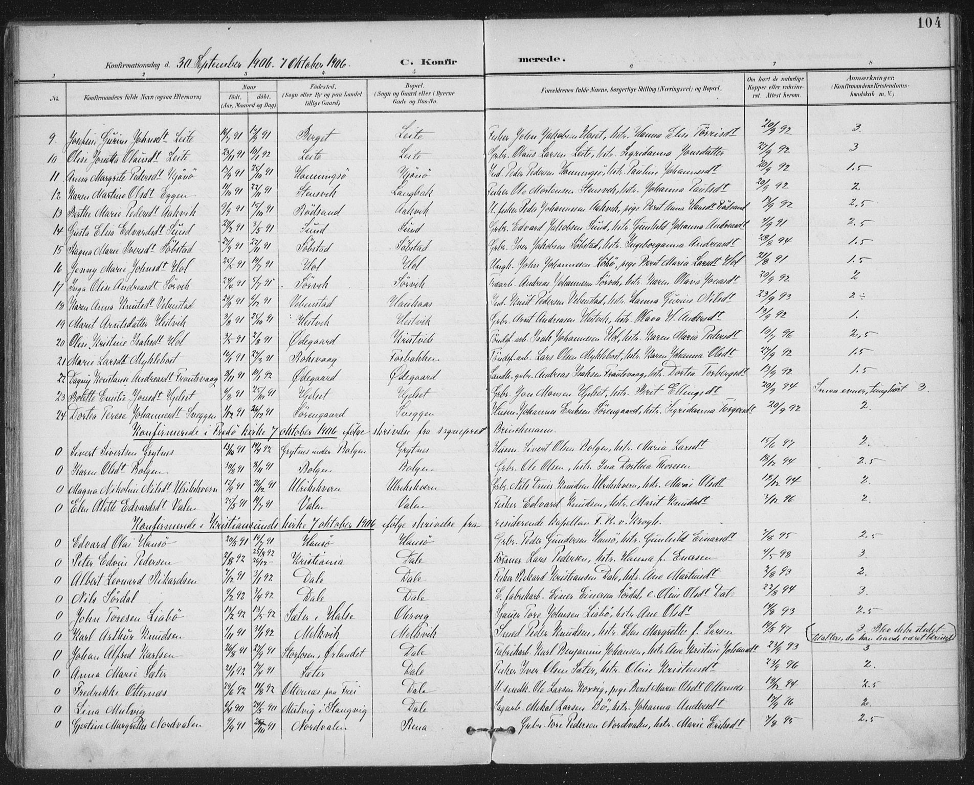 Ministerialprotokoller, klokkerbøker og fødselsregistre - Møre og Romsdal, AV/SAT-A-1454/569/L0820: Parish register (official) no. 569A06, 1900-1911, p. 104