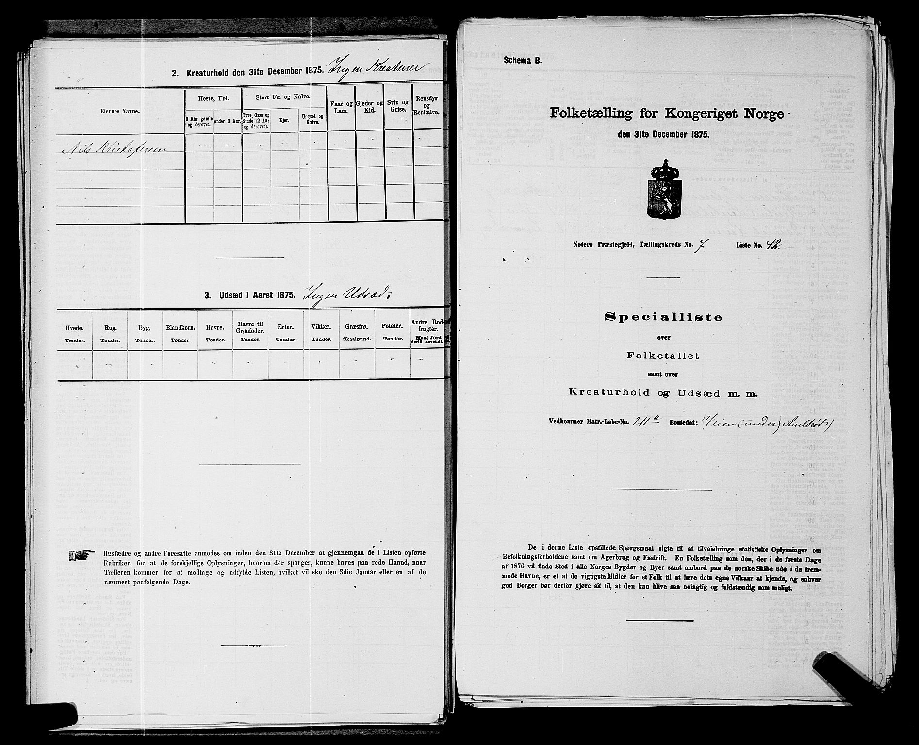 SAKO, 1875 census for 0722P Nøtterøy, 1875, p. 1418