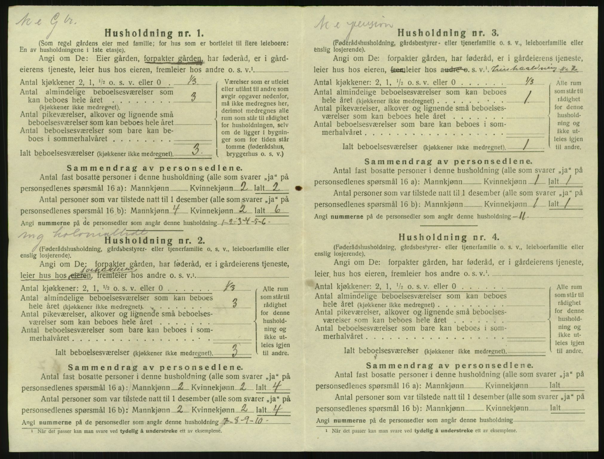 SAK, 1920 census for Fjære, 1920, p. 1234