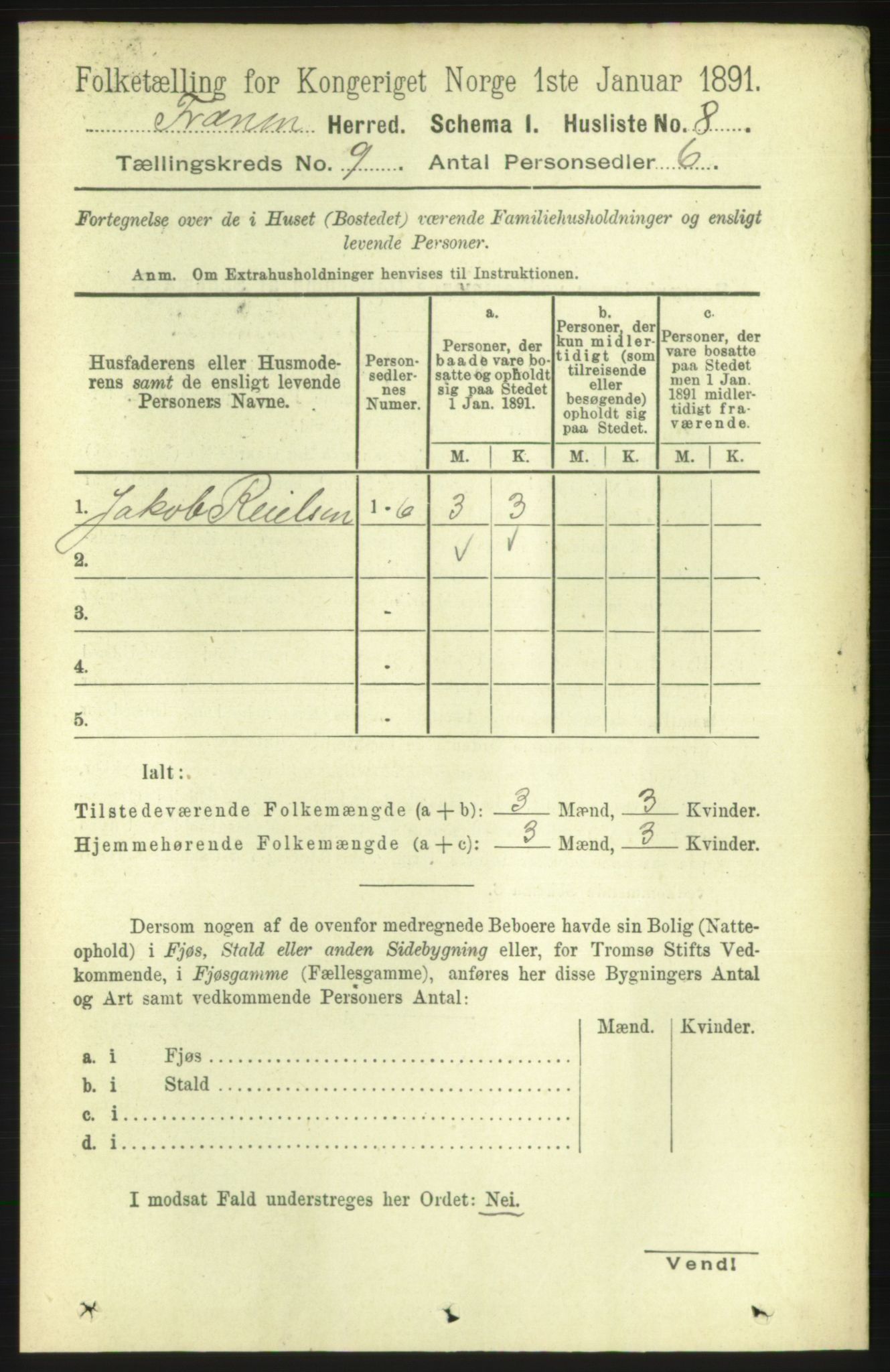 RA, 1891 census for 1548 Fræna, 1891, p. 3053