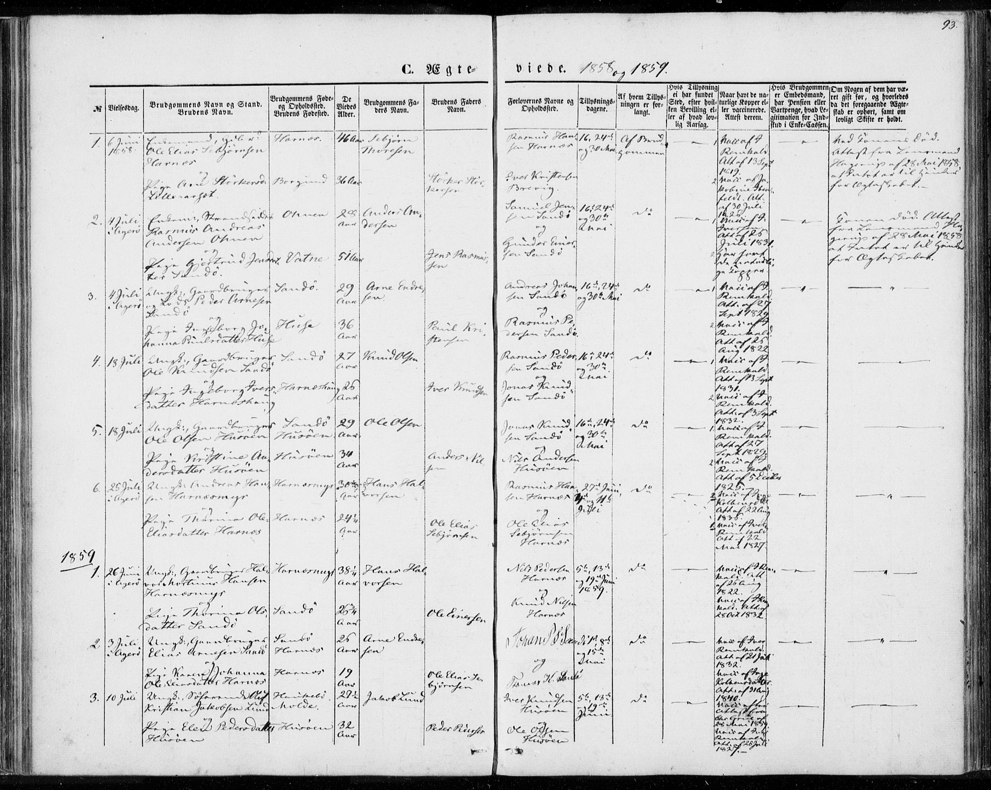 Ministerialprotokoller, klokkerbøker og fødselsregistre - Møre og Romsdal, SAT/A-1454/561/L0728: Parish register (official) no. 561A02, 1858-1878, p. 93