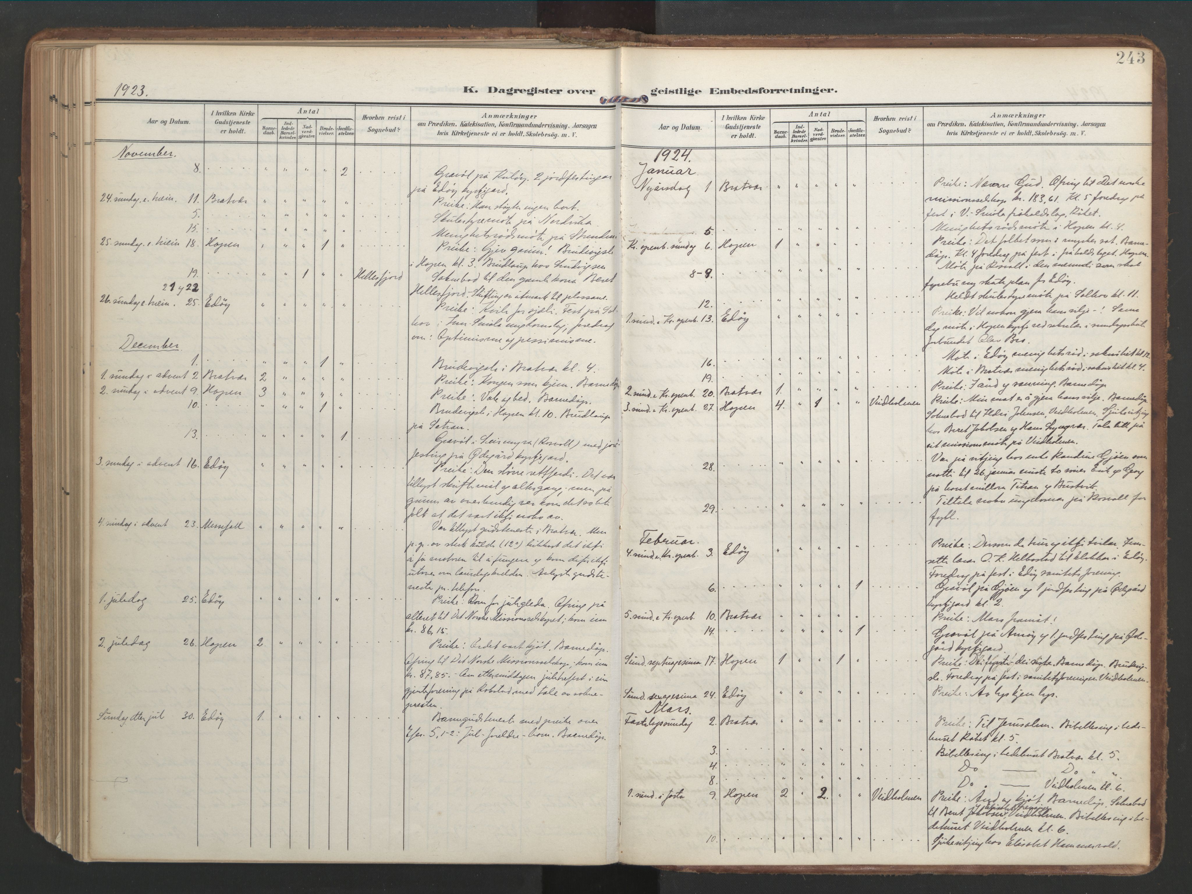 Ministerialprotokoller, klokkerbøker og fødselsregistre - Møre og Romsdal, SAT/A-1454/583/L0955: Parish register (official) no. 583A02, 1907-1926, p. 243