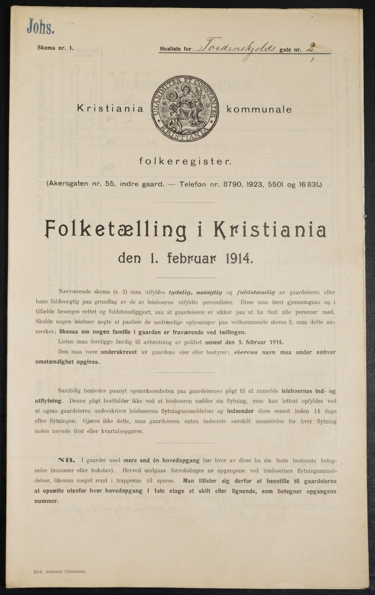 OBA, Municipal Census 1914 for Kristiania, 1914, p. 114561