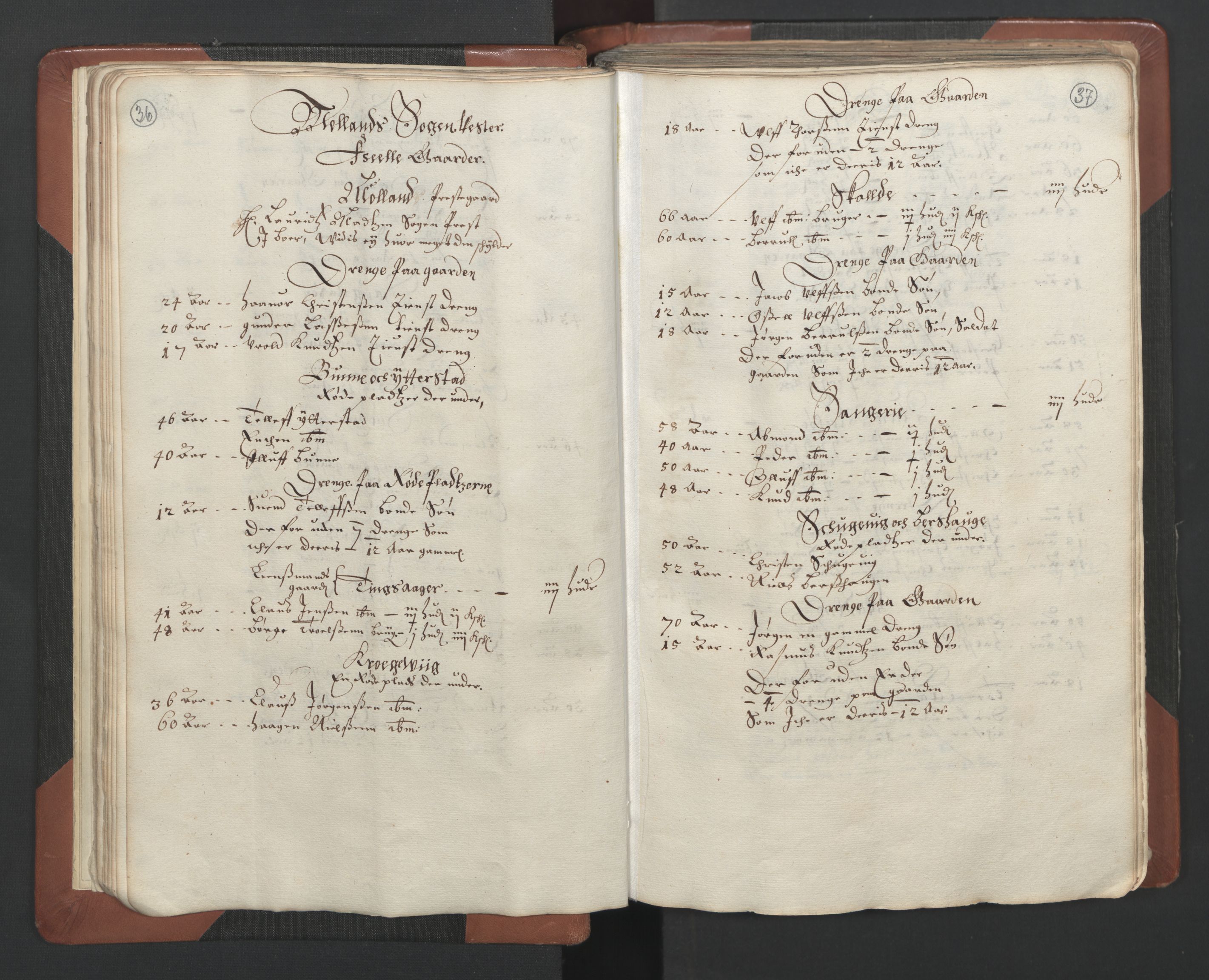 RA, Bailiff's Census 1664-1666, no. 7: Nedenes fogderi, 1664-1666, p. 36-37