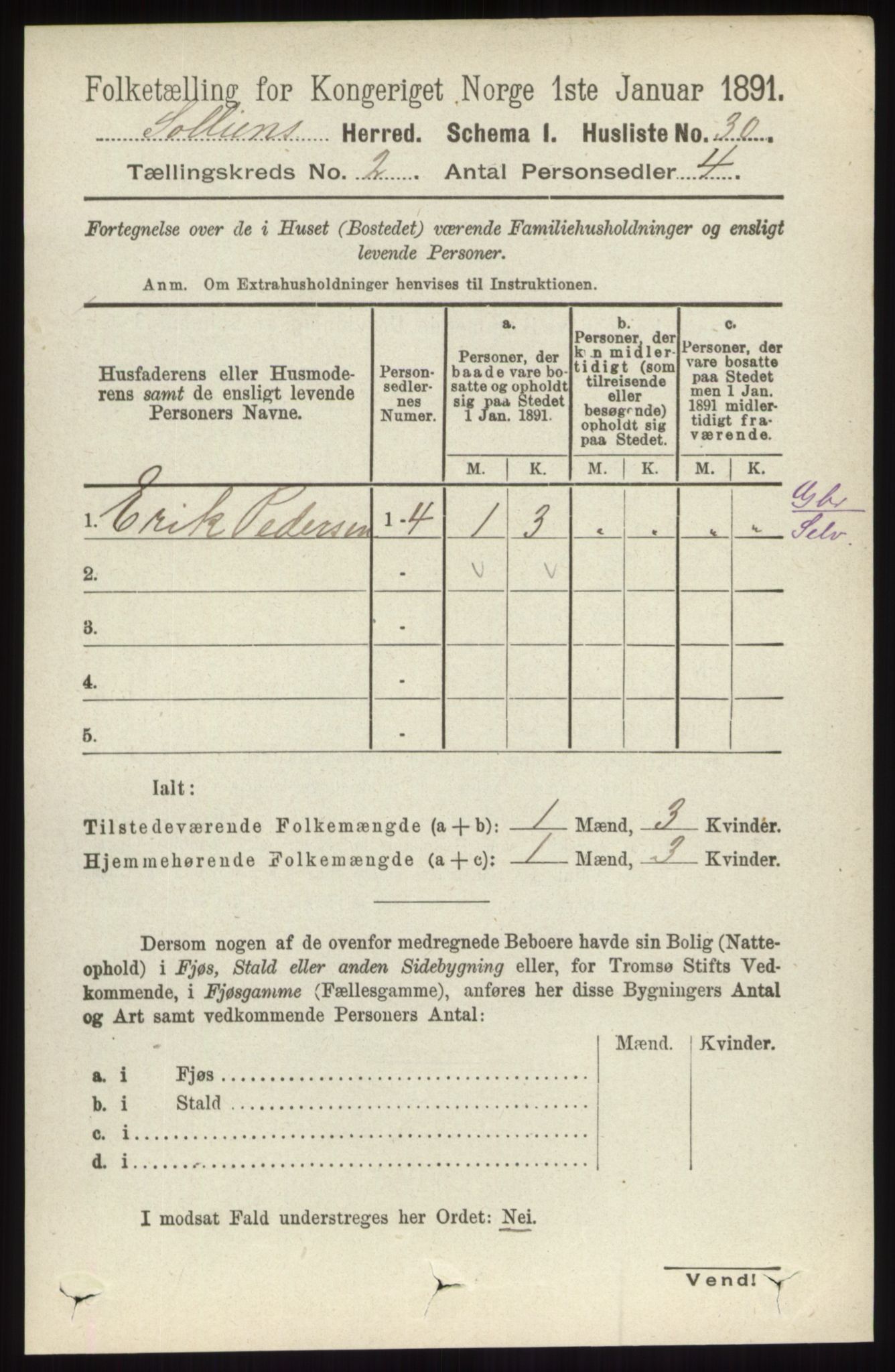 RA, 1891 census for 0431 Sollia, 1891, p. 392