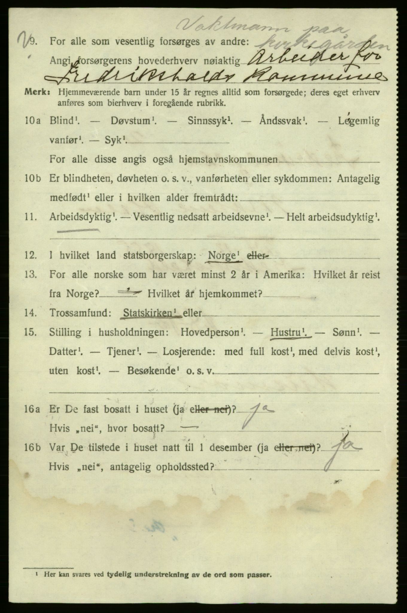 SAO, 1920 census for Fredrikshald, 1920, p. 23100