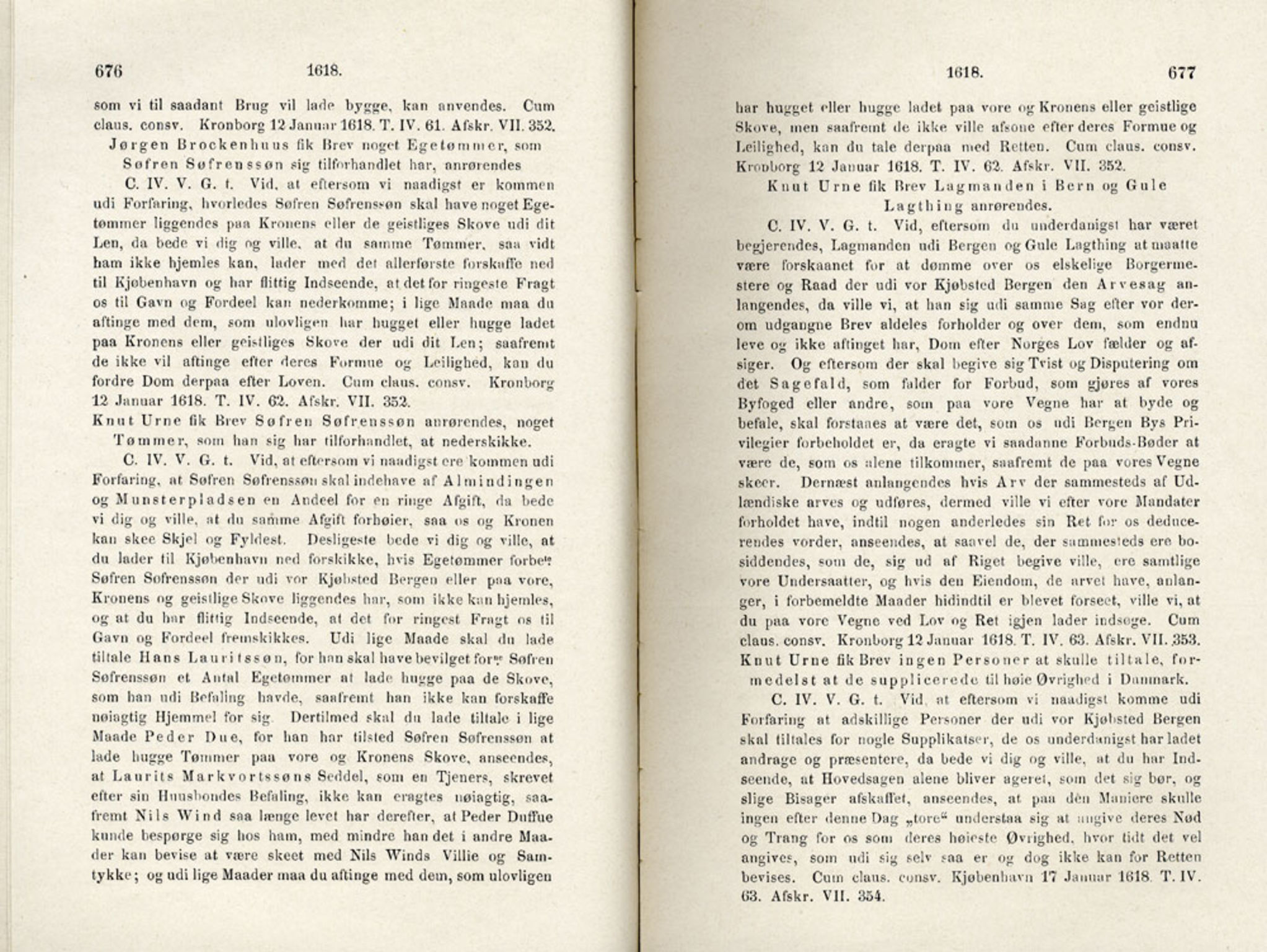 Publikasjoner utgitt av Det Norske Historiske Kildeskriftfond, PUBL/-/-/-: Norske Rigs-Registranter, bind 4, 1603-1618, p. 676-677