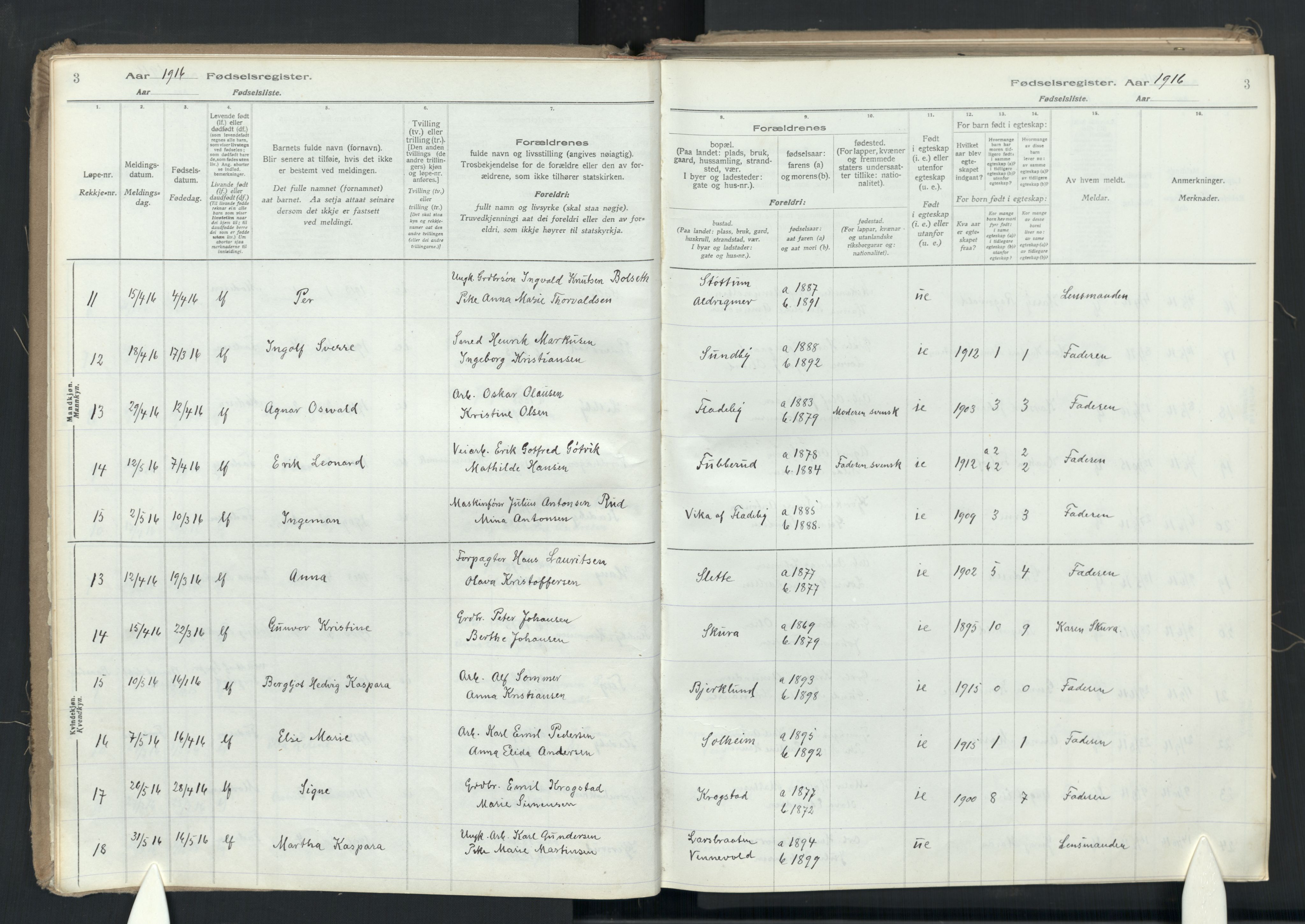 Enebakk prestekontor Kirkebøker, SAO/A-10171c/J/Ja: Birth register no. I 1, 1916-1948, p. 3