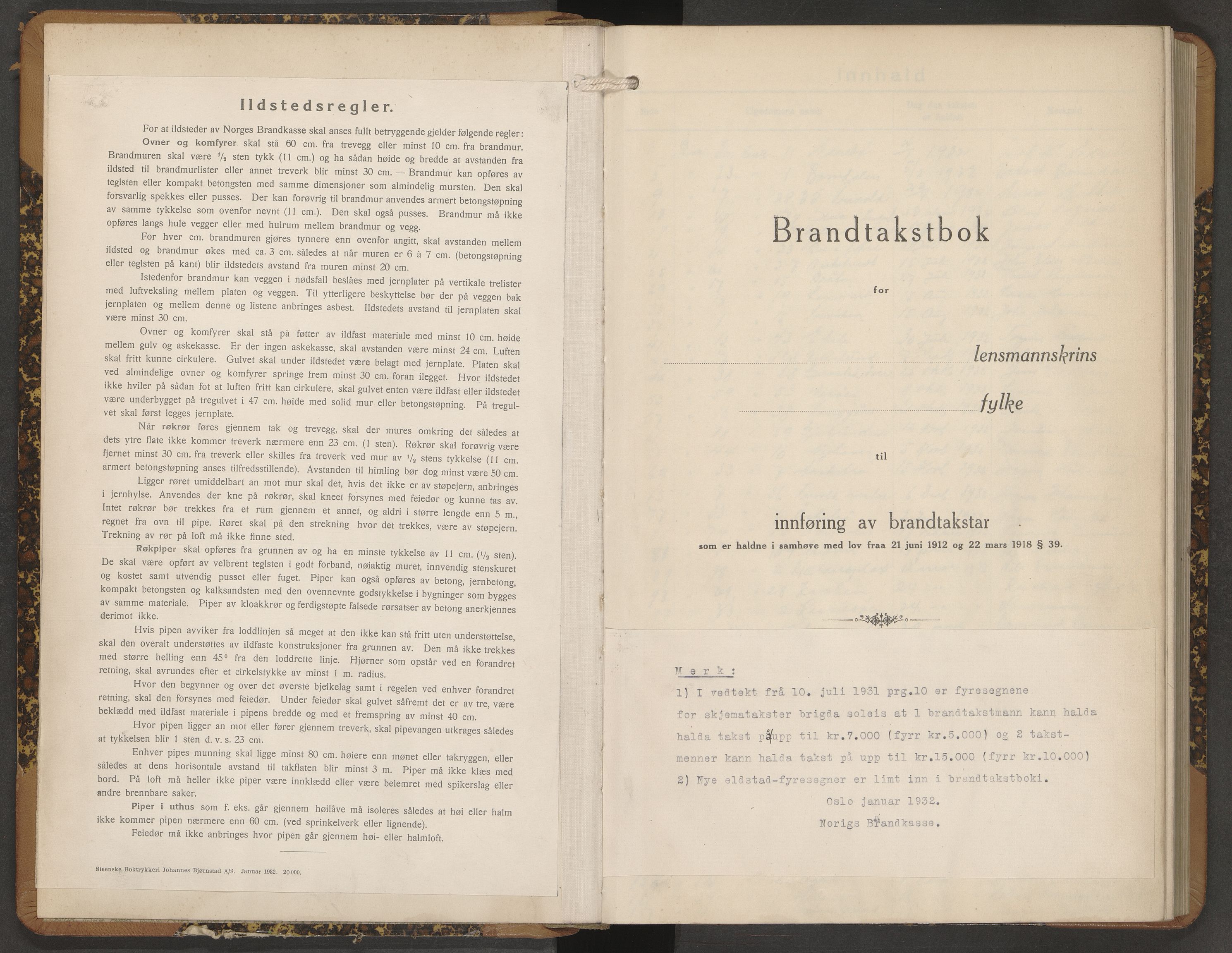 Norges Brannkasse Landvik og Fjære, AV/SAK-2241-0032/F/Fa/L0021: Branntakstprotokoll nr. 21, 1932-1936