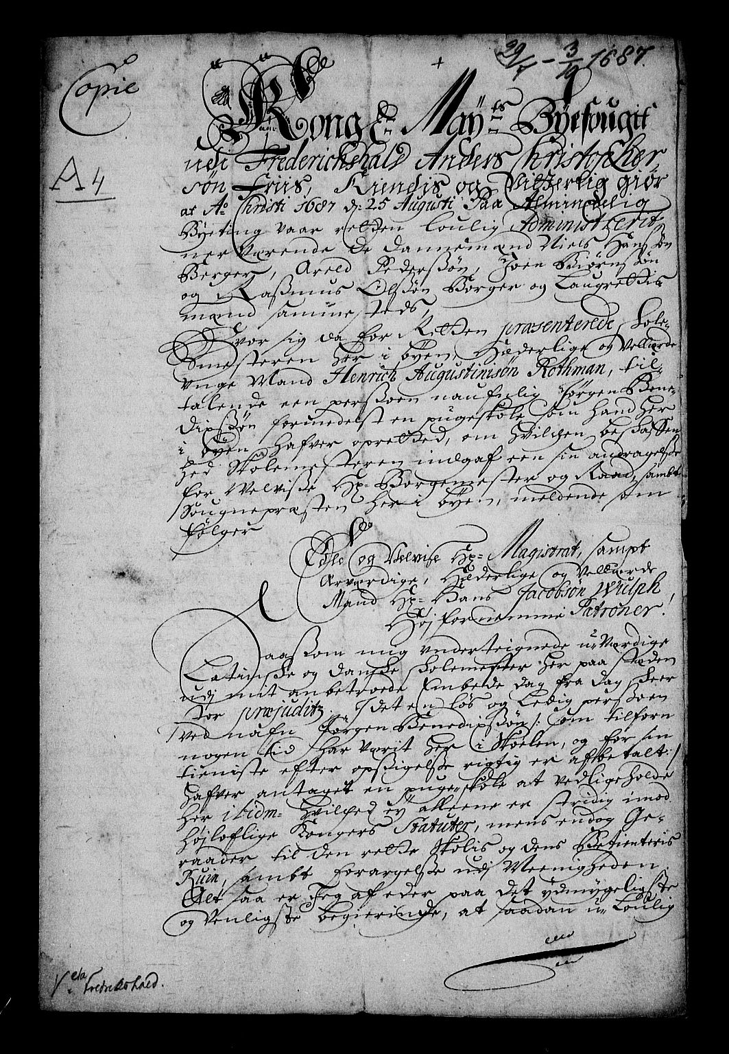 Stattholderembetet 1572-1771, RA/EA-2870/Af/L0002: Avskrifter av vedlegg til originale supplikker, nummerert i samsvar med supplikkbøkene, 1687-1689, p. 96