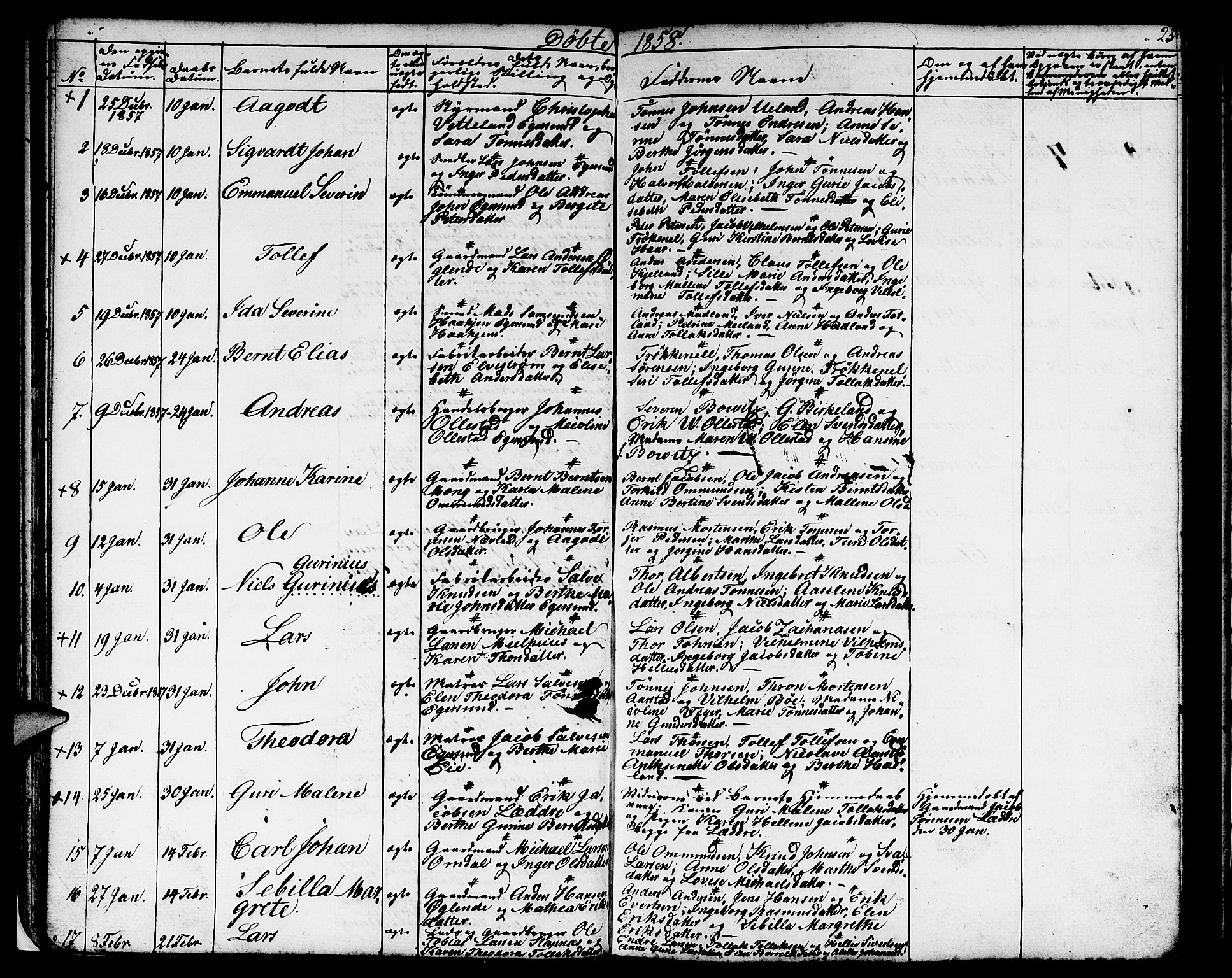 Eigersund sokneprestkontor, SAST/A-101807/S09/L0004: Parish register (copy) no. B 4, 1855-1871, p. 23