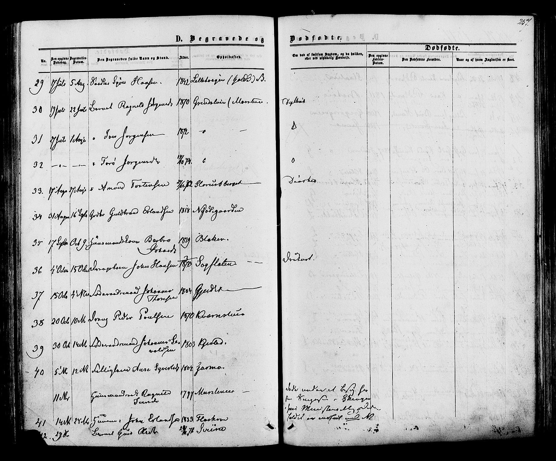 Lom prestekontor, SAH/PREST-070/K/L0007: Parish register (official) no. 7, 1863-1884, p. 257