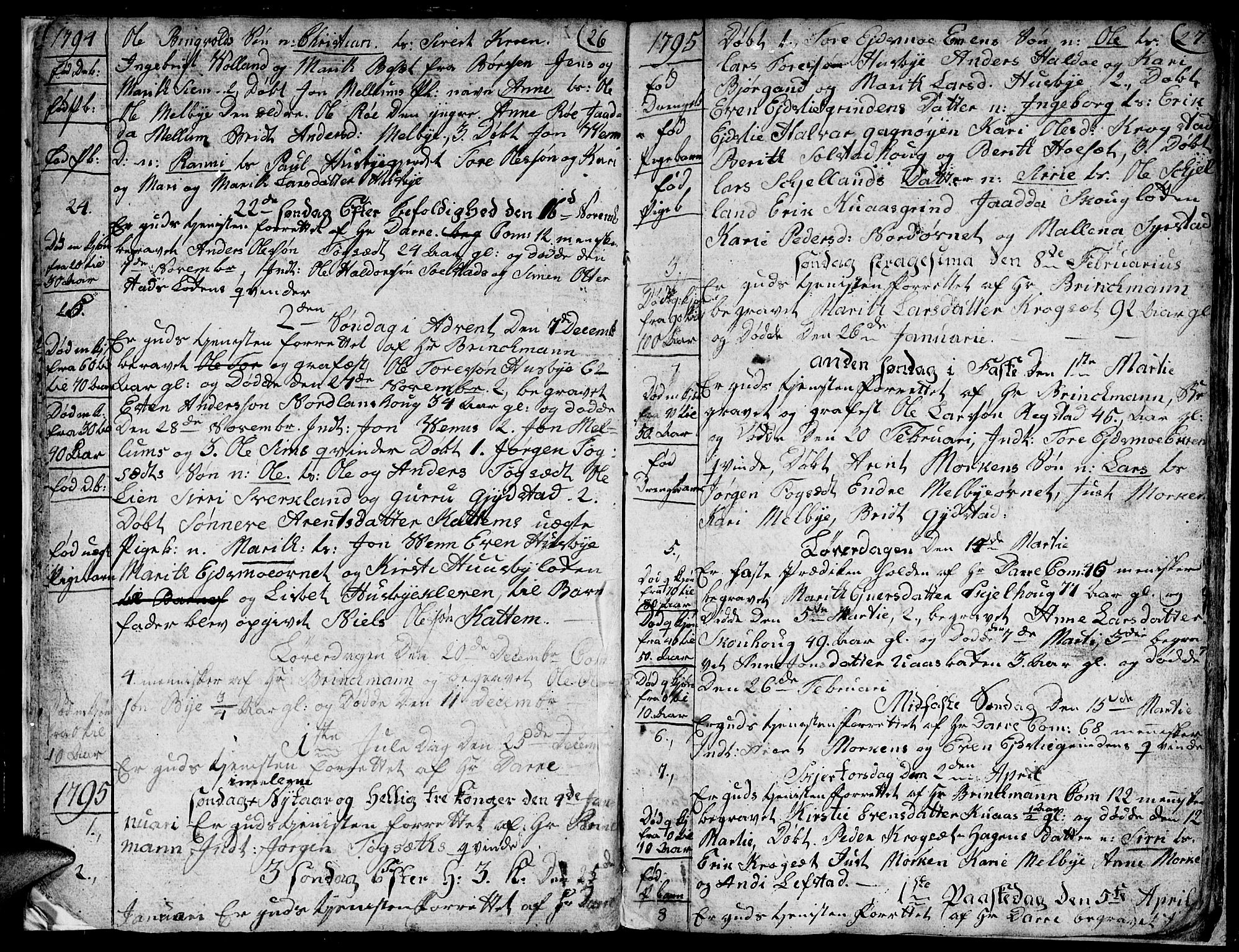 Ministerialprotokoller, klokkerbøker og fødselsregistre - Sør-Trøndelag, SAT/A-1456/667/L0794: Parish register (official) no. 667A02, 1791-1816, p. 26-27