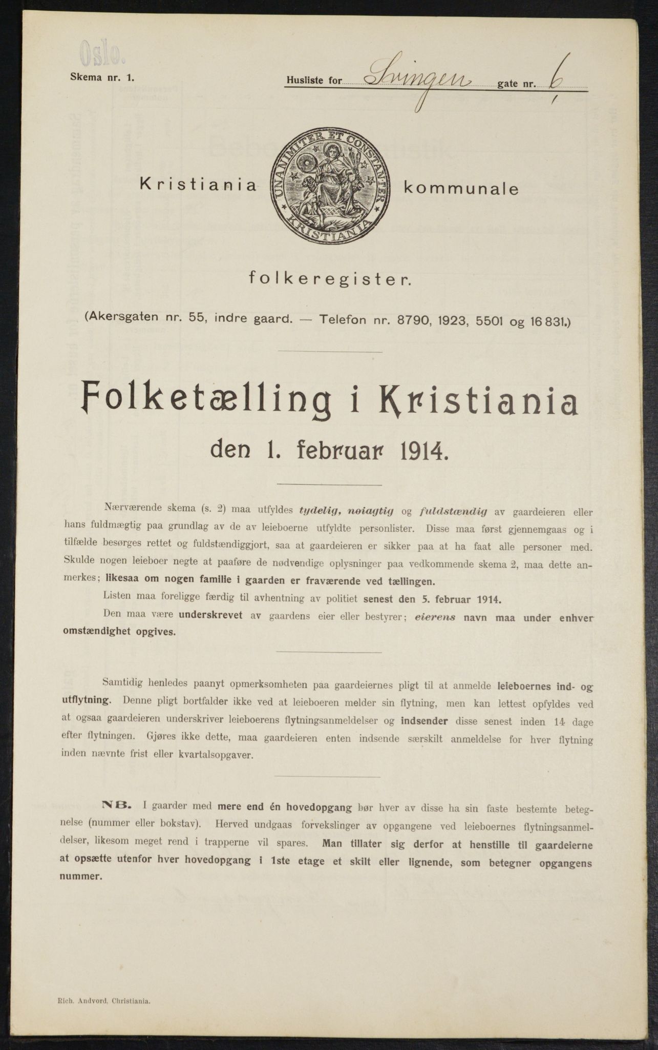 OBA, Municipal Census 1914 for Kristiania, 1914, p. 106807