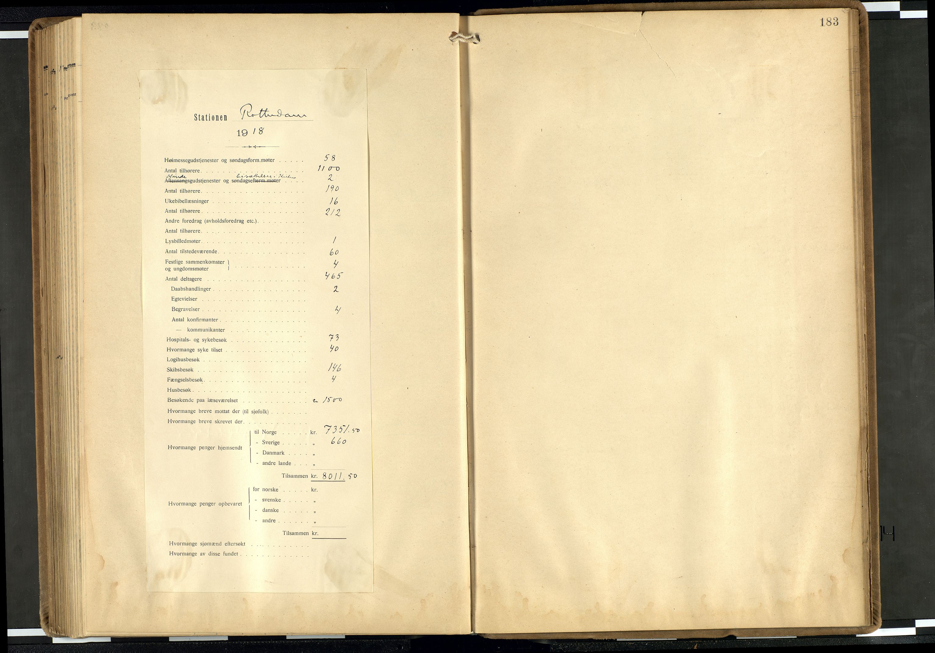 Den norske sjømannsmisjon i utlandet/Hollandske havner (Amsterdam-Rotterdam-Europort), AV/SAB-SAB/PA-0106/H/Ha/Haa/L0003: Parish register (official) no. A 3, 1908-1927, p. 182b-183a