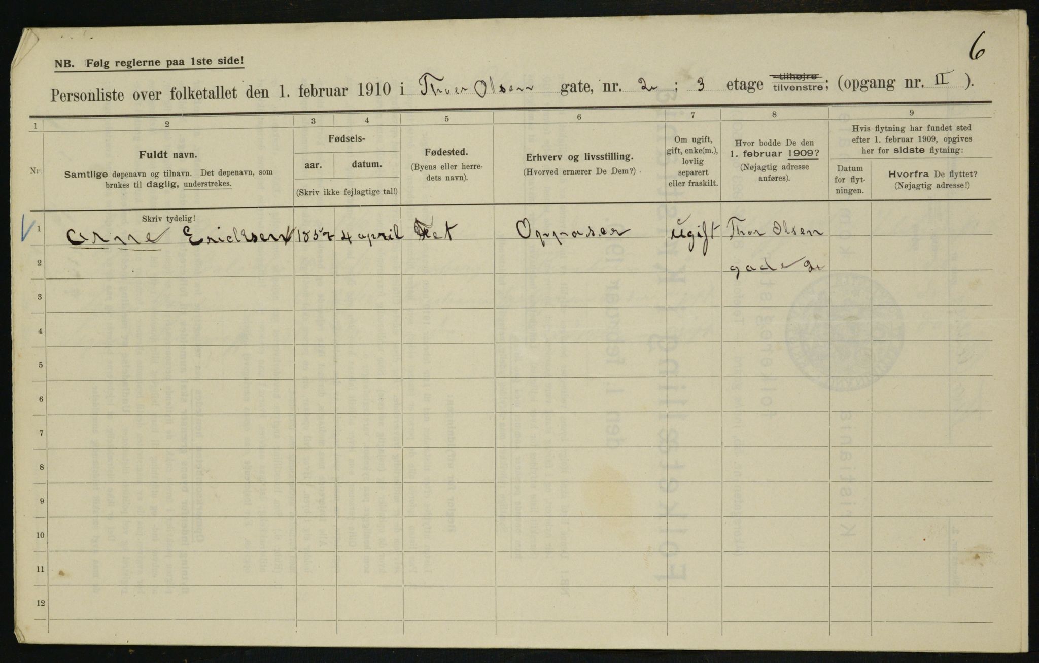 OBA, Municipal Census 1910 for Kristiania, 1910, p. 103693