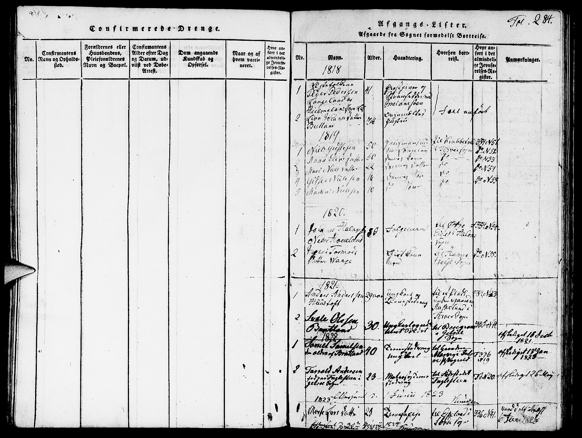 Vikedal sokneprestkontor, SAST/A-101840/01/V: Parish register (copy) no. B 3, 1816-1867, p. 284