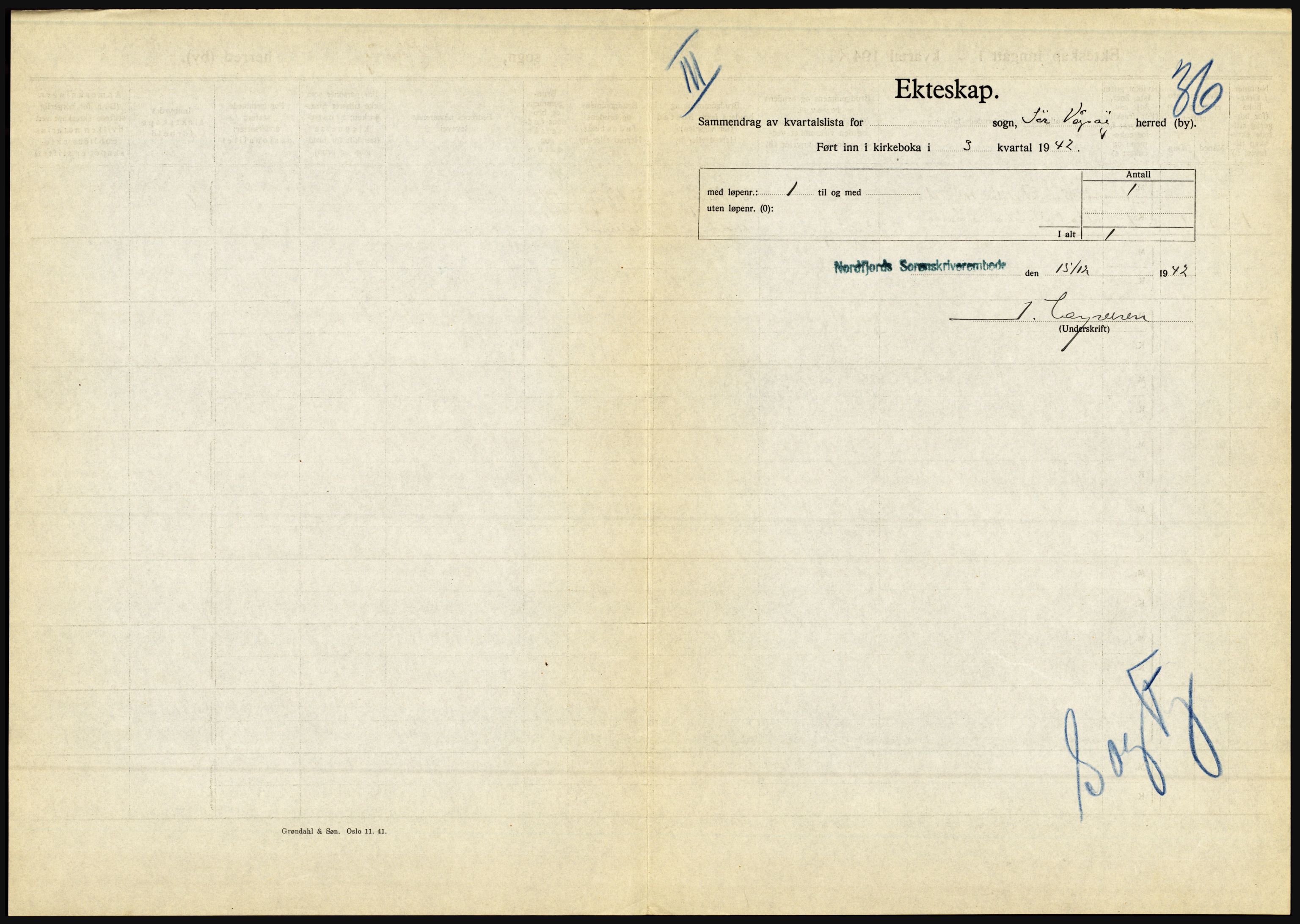 Statistisk sentralbyrå, Sosiodemografiske emner, Befolkning, AV/RA-S-2228/D/Df/Dfe/Dfeb/L0031: Sogn og Fjordane, 1942, p. 713