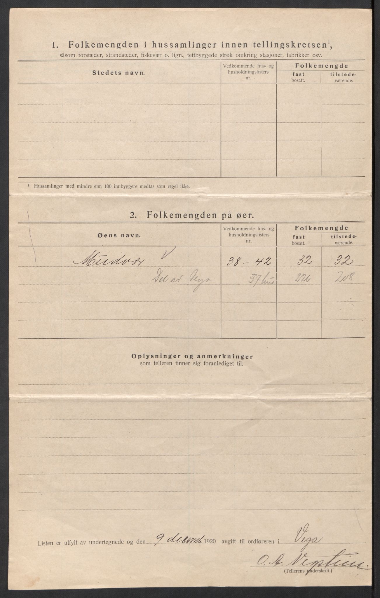 SAT, 1920 census for Vega, 1920, p. 20