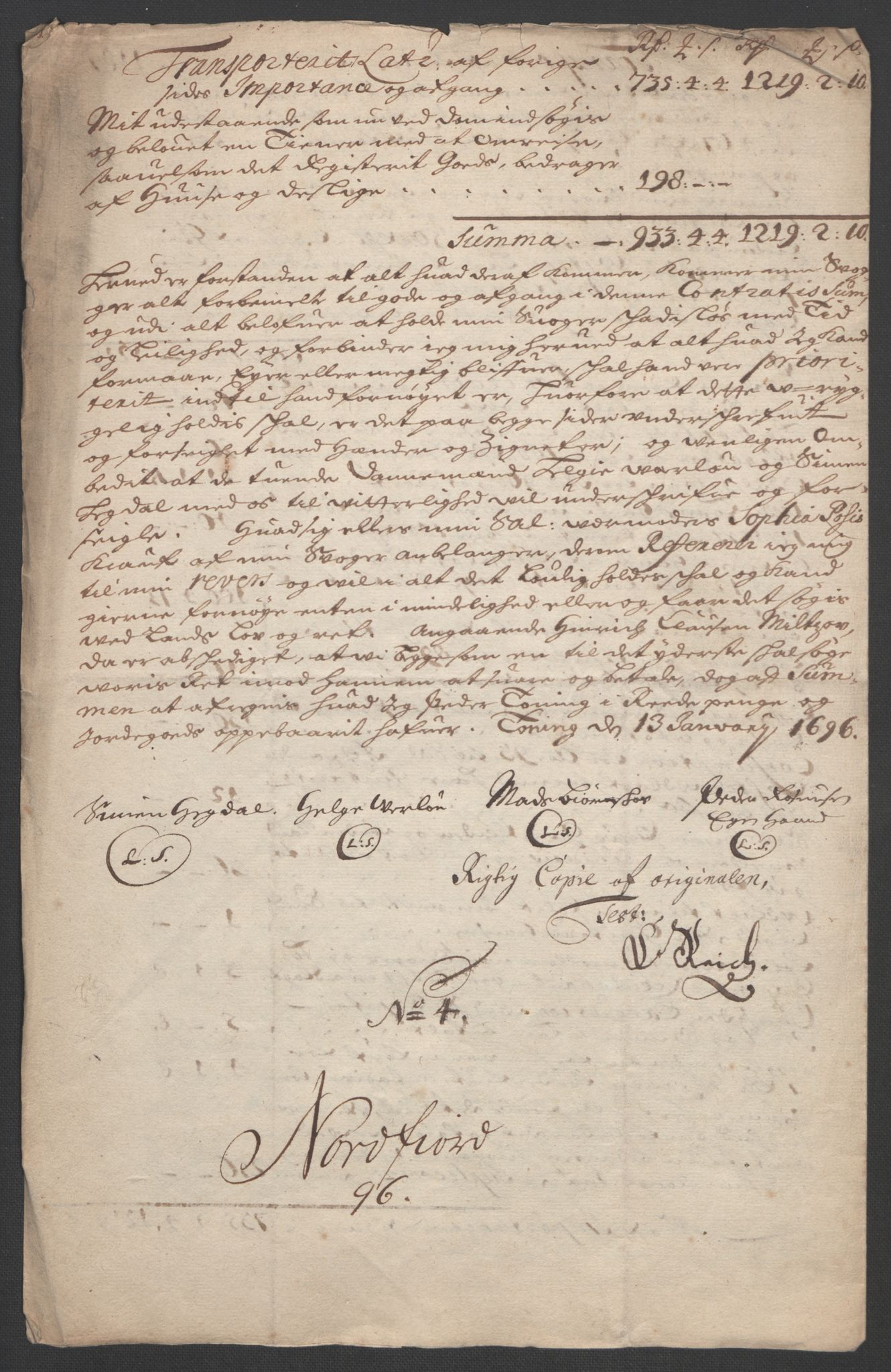 Rentekammeret inntil 1814, Reviderte regnskaper, Fogderegnskap, AV/RA-EA-4092/R53/L3422: Fogderegnskap Sunn- og Nordfjord, 1695-1696, p. 465