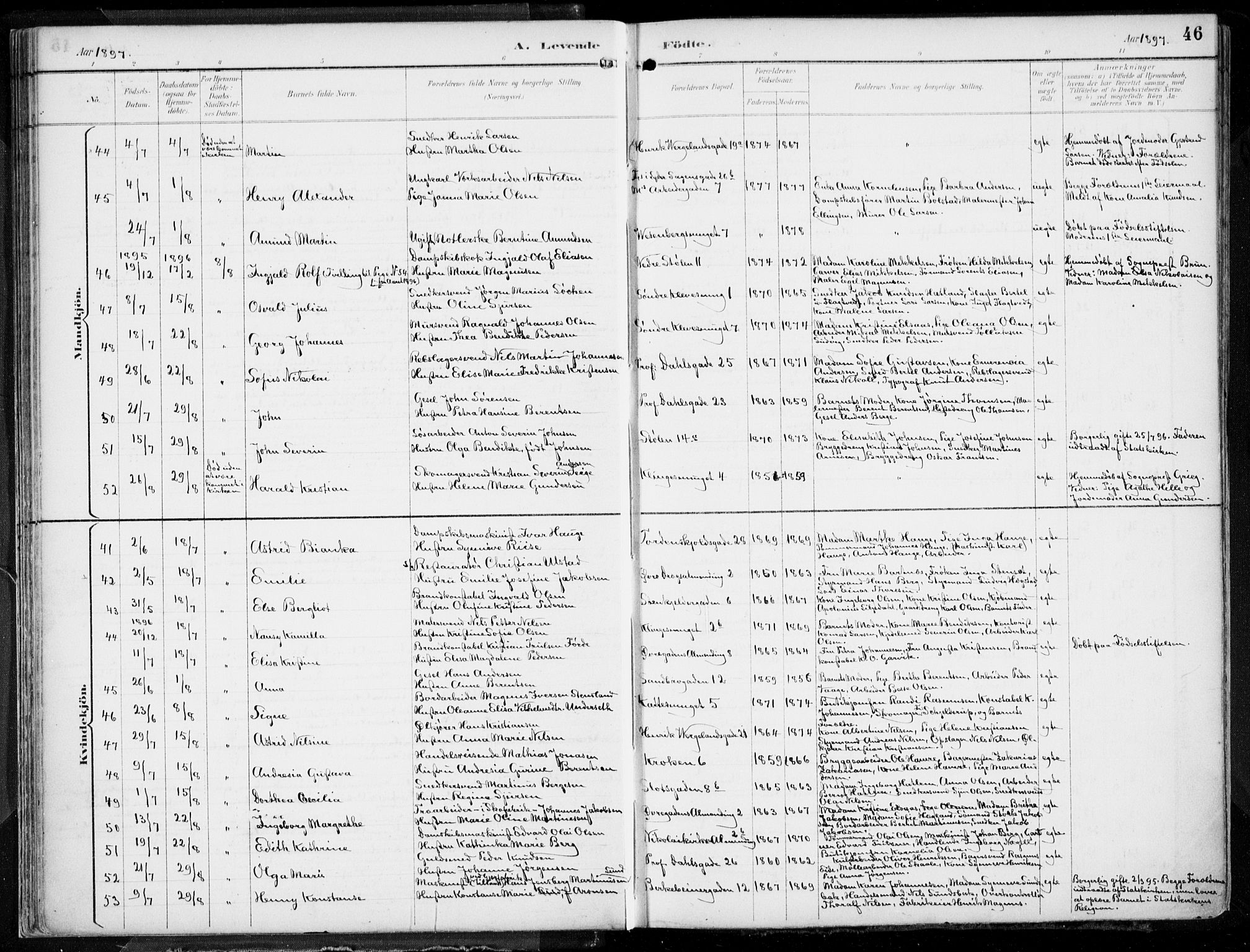 Mariakirken Sokneprestembete, AV/SAB-A-76901/H/Hab/L0005: Parish register (copy) no. A 5, 1893-1913, p. 46