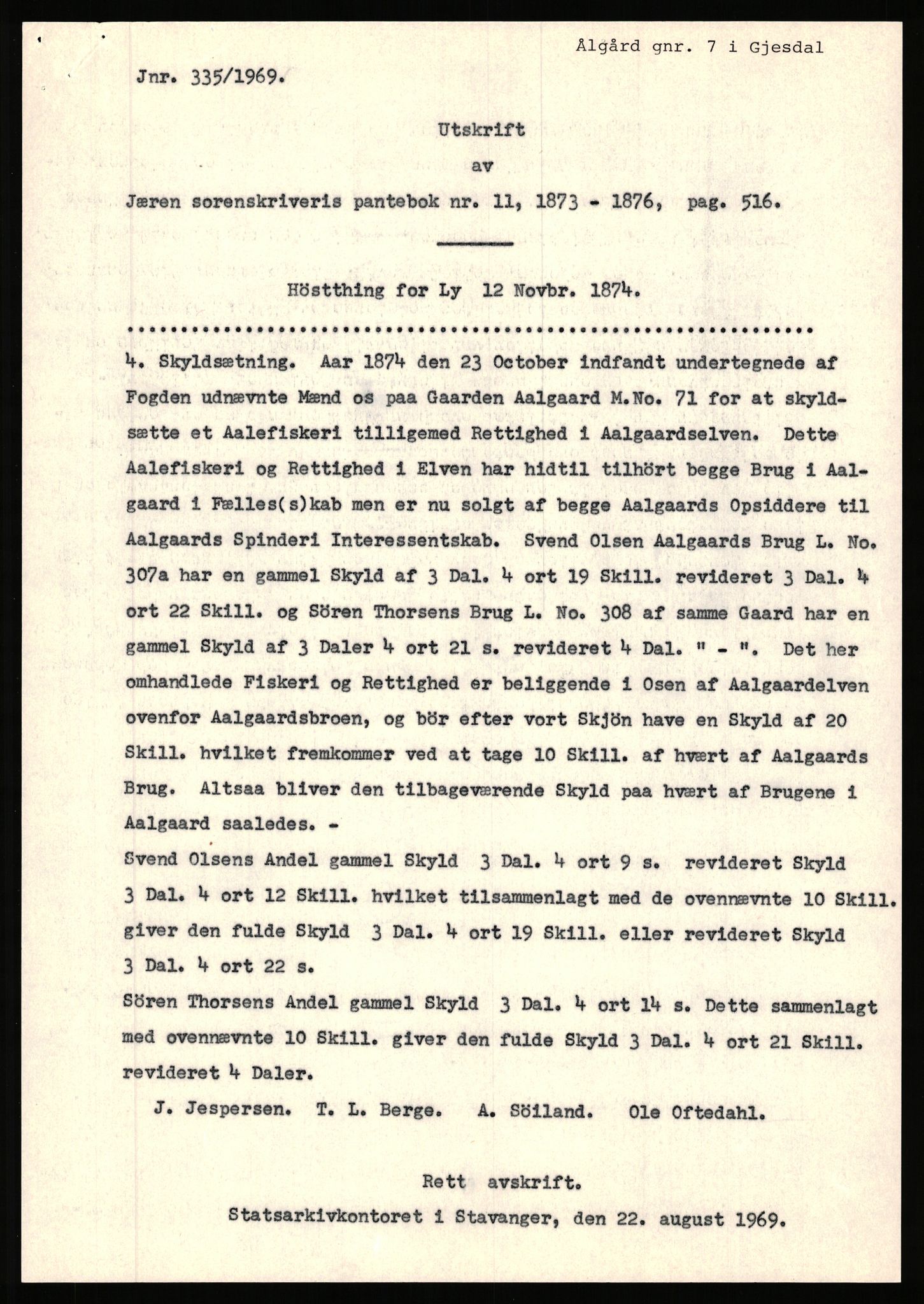 Statsarkivet i Stavanger, AV/SAST-A-101971/03/Y/Yj/L0100: Avskrifter sortert etter gårdsnavn: Ålgård - Årsland, 1750-1930, p. 6