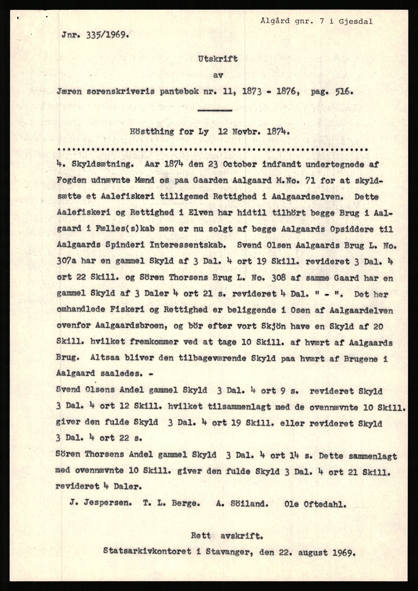 Statsarkivet i Stavanger, SAST/A-101971/03/Y/Yj/L0100: Avskrifter sortert etter gårdsnavn: Ålgård - Årsland, 1750-1930, p. 6