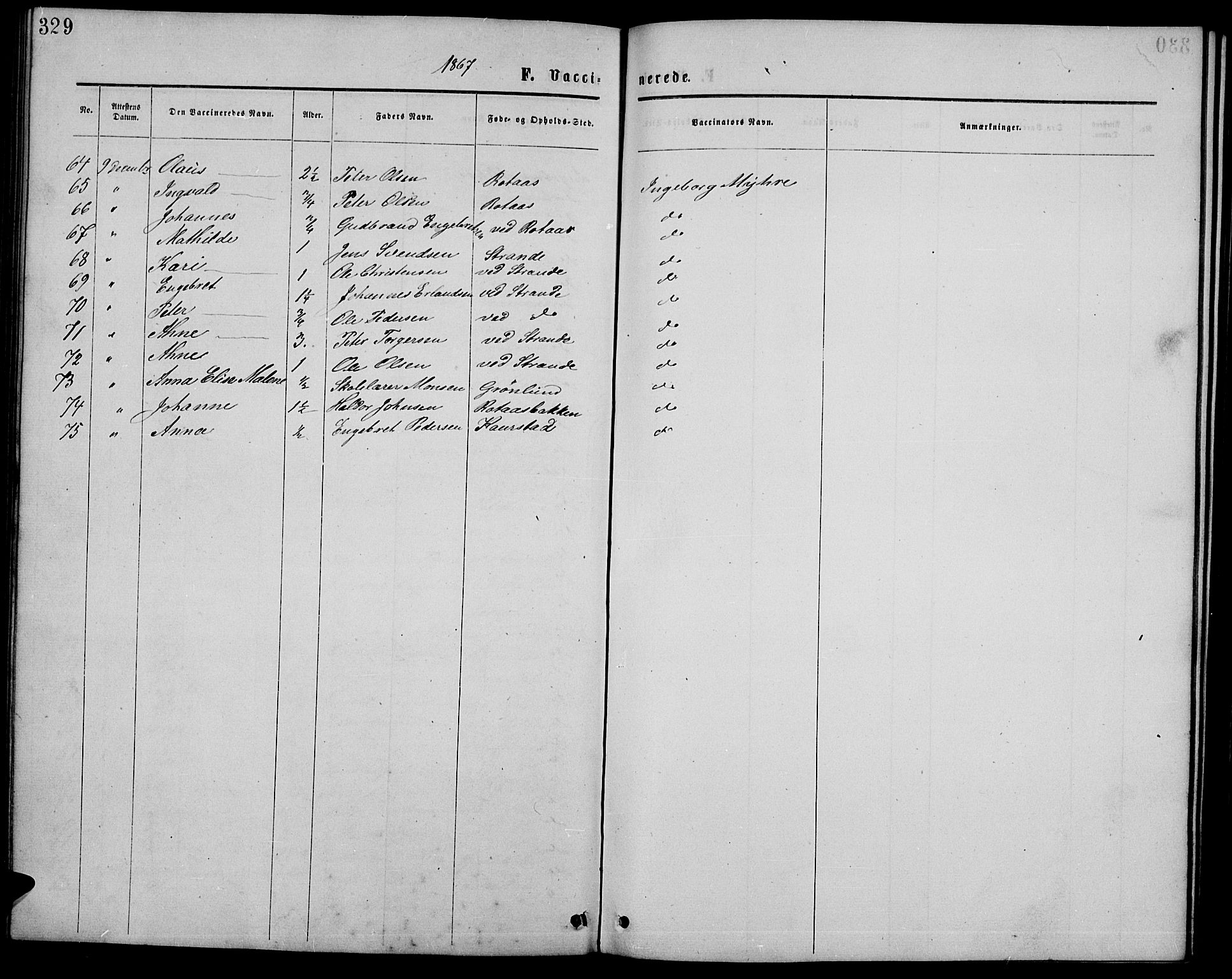 Ringebu prestekontor, SAH/PREST-082/H/Ha/Hab/L0004: Parish register (copy) no. 4, 1867-1879, p. 329