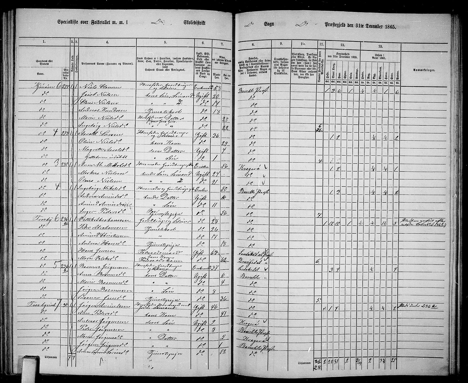 RA, 1865 census for Bamble, 1865, p. 122