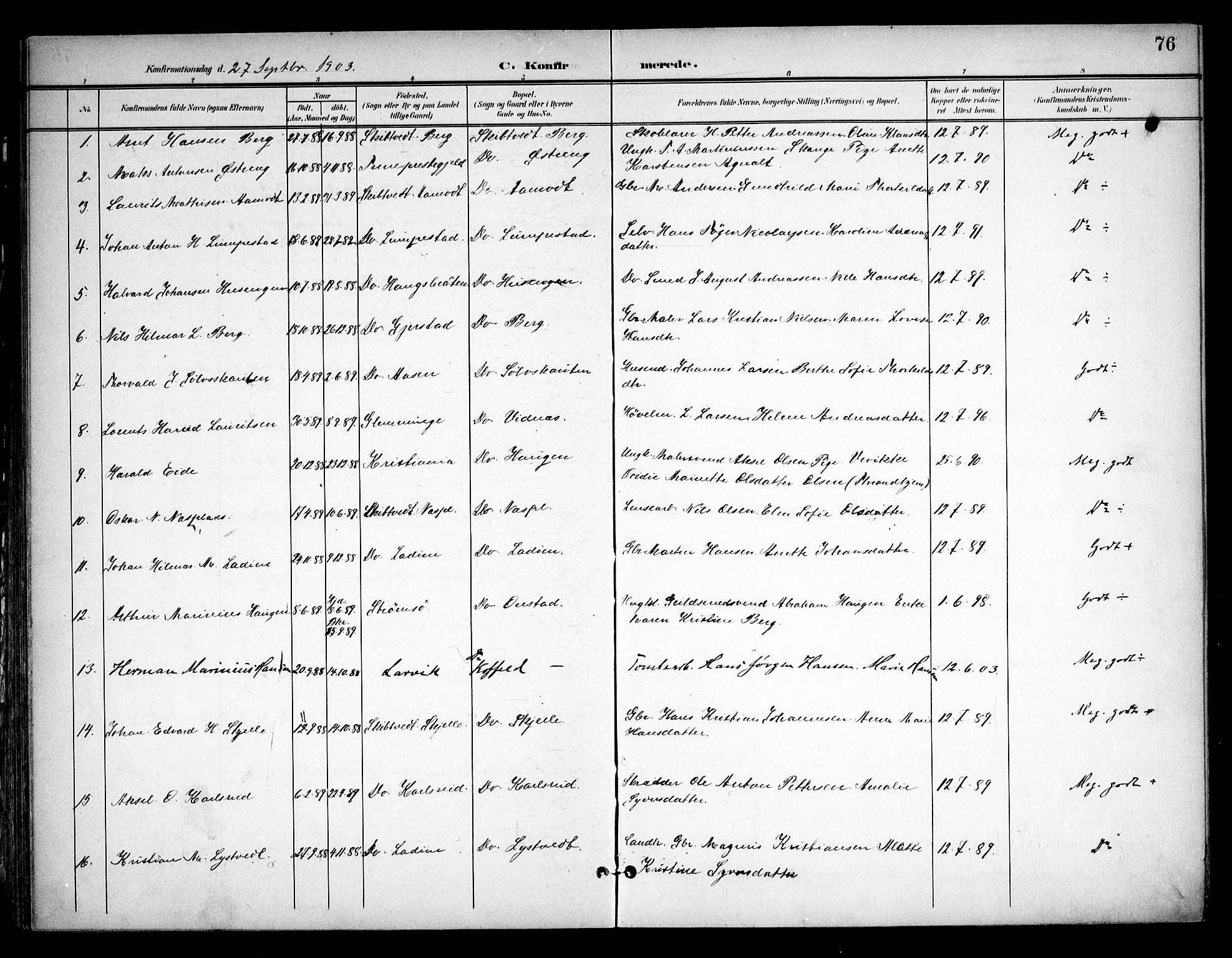 Skiptvet prestekontor Kirkebøker, AV/SAO-A-20009/F/Fa/L0011: Parish register (official) no. 11, 1901-1913, p. 76