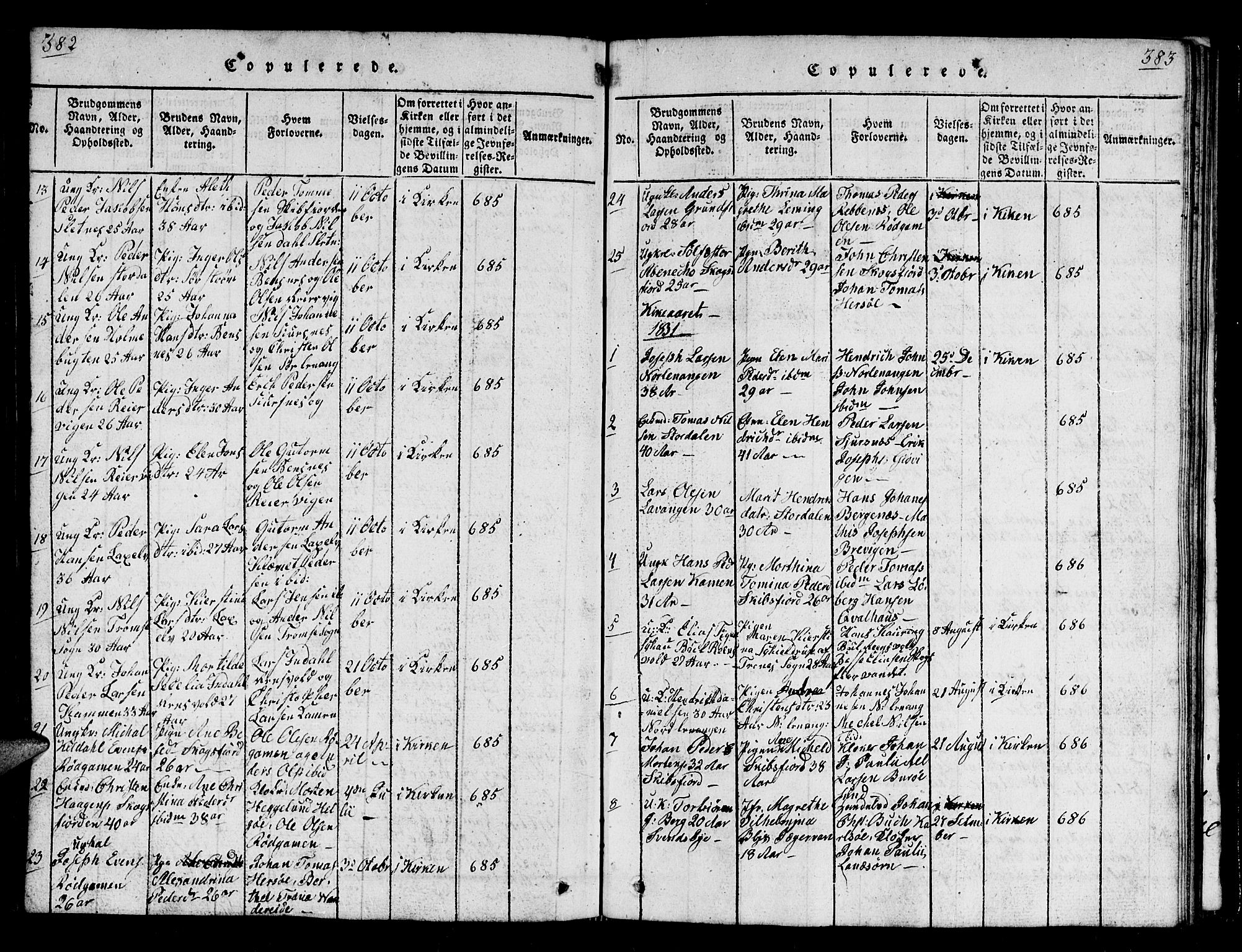 Karlsøy sokneprestembete, SATØ/S-1299/H/Ha/Hab/L0001klokker: Parish register (copy) no. 1, 1821-1840, p. 382-383
