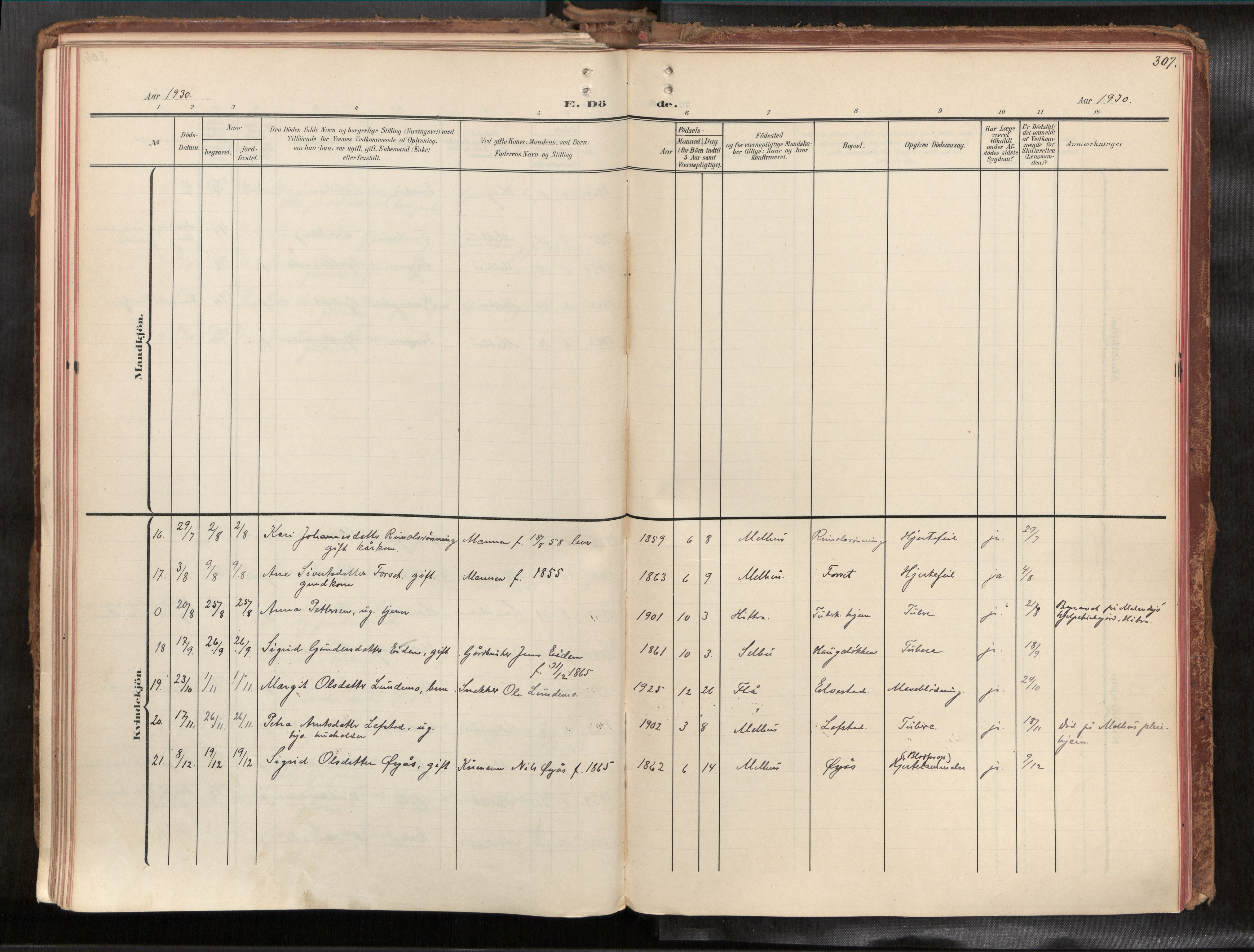 Ministerialprotokoller, klokkerbøker og fødselsregistre - Sør-Trøndelag, SAT/A-1456/691/L1085b: Parish register (official) no. 691A18, 1908-1930, p. 307