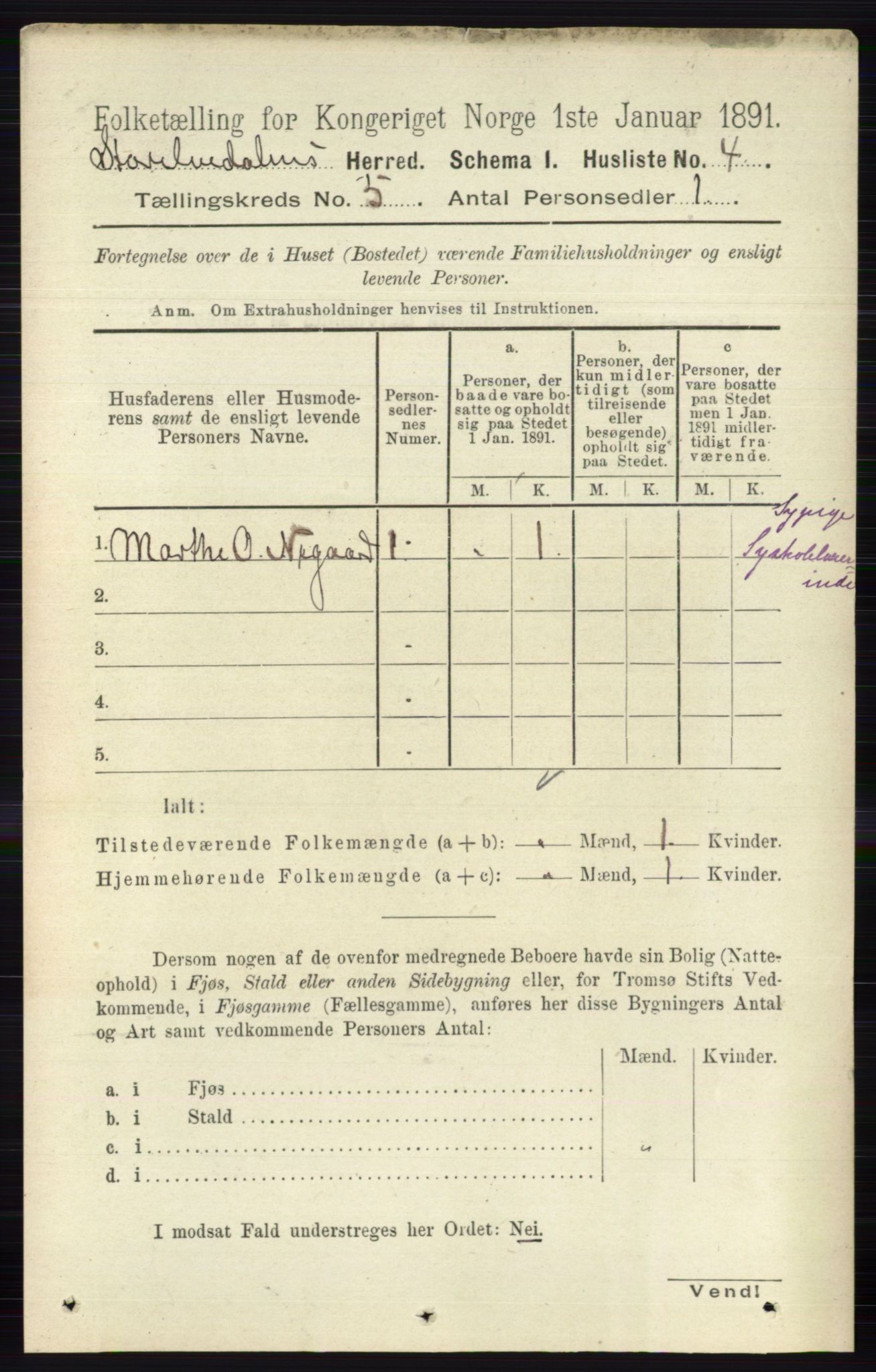 RA, 1891 census for 0430 Stor-Elvdal, 1891, p. 1672