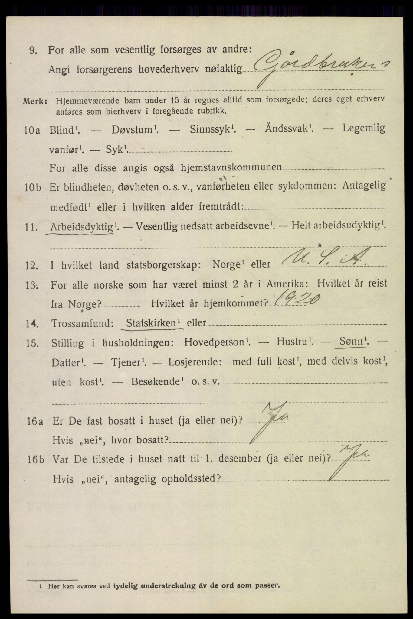 SAK, 1920 census for Landvik, 1920, p. 3453