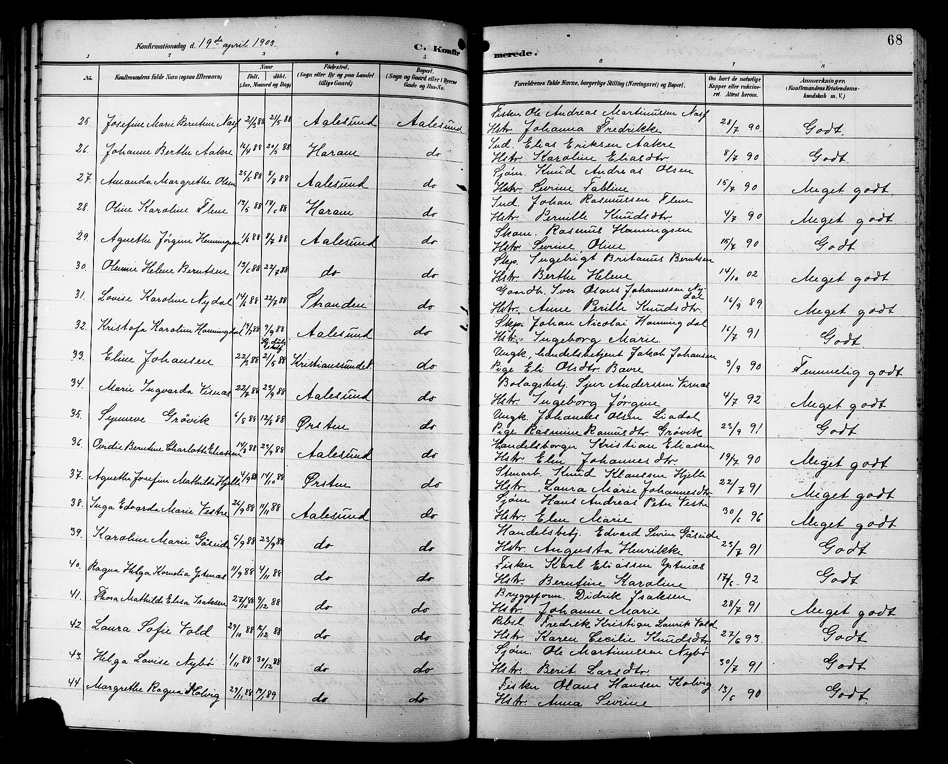 Ministerialprotokoller, klokkerbøker og fødselsregistre - Møre og Romsdal, AV/SAT-A-1454/529/L0469: Parish register (copy) no. 529C06, 1898-1906, p. 68