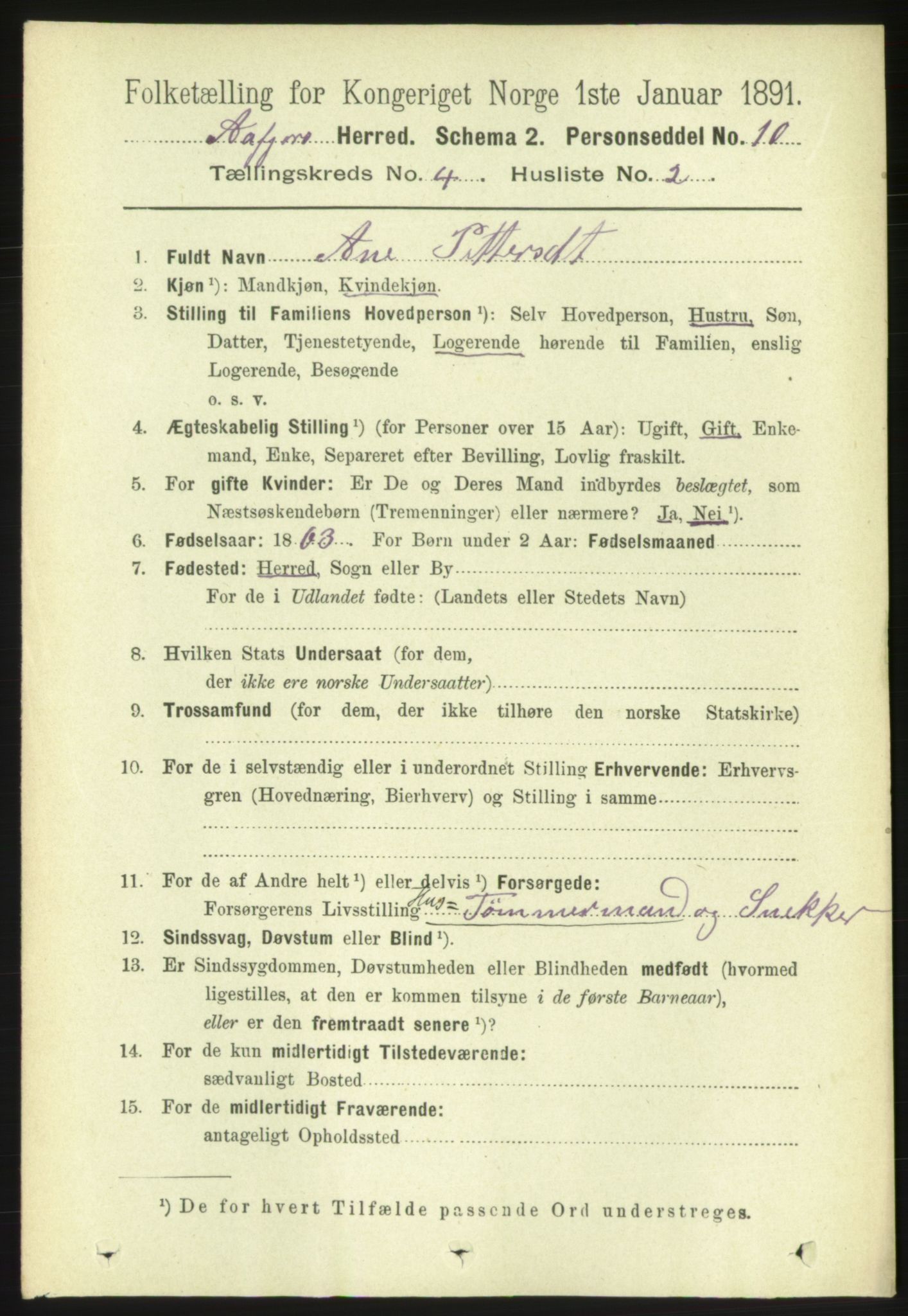 RA, 1891 census for 1630 Åfjord, 1891, p. 805