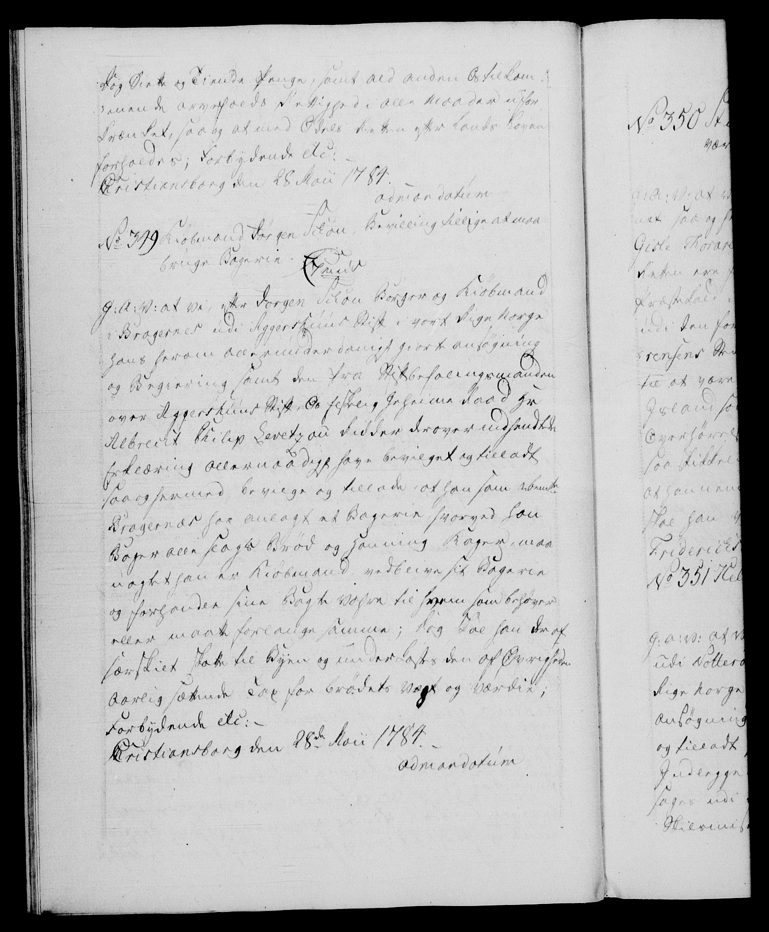 Danske Kanselli 1572-1799, RA/EA-3023/F/Fc/Fca/Fcaa/L0050: Norske registre, 1784-1785, p. 201b