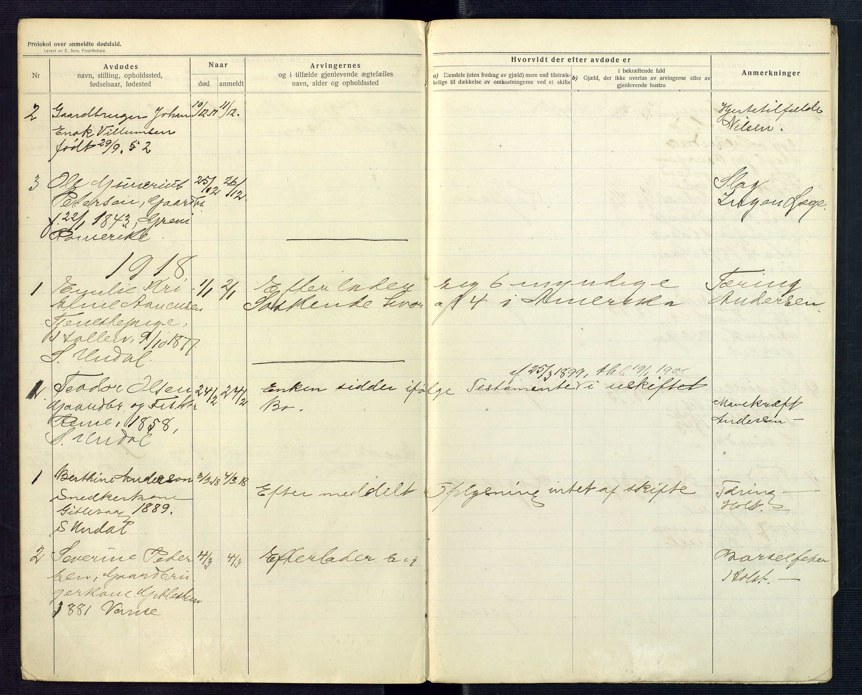 Mandal sorenskriveri, AV/SAK-1221-0005/001/H/Ha/L0018: Dødsfall Spangereid nr 17, 1912-1918