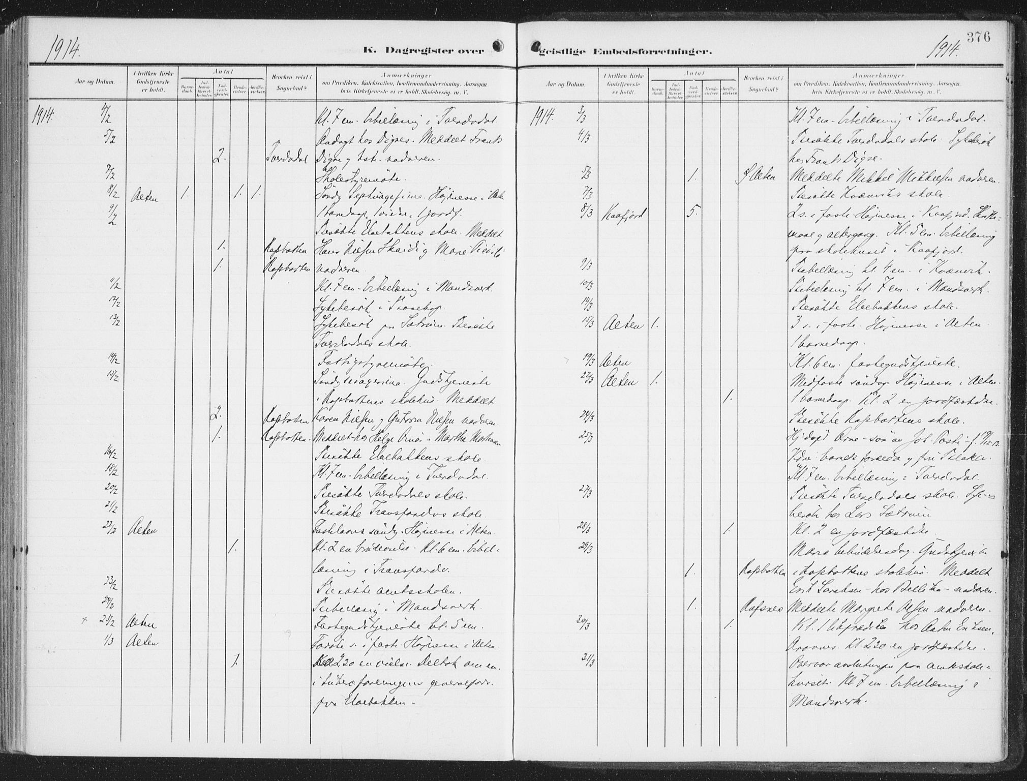 Alta sokneprestkontor, SATØ/S-1338/H/Ha/L0005.kirke: Parish register (official) no. 5, 1904-1918, p. 376