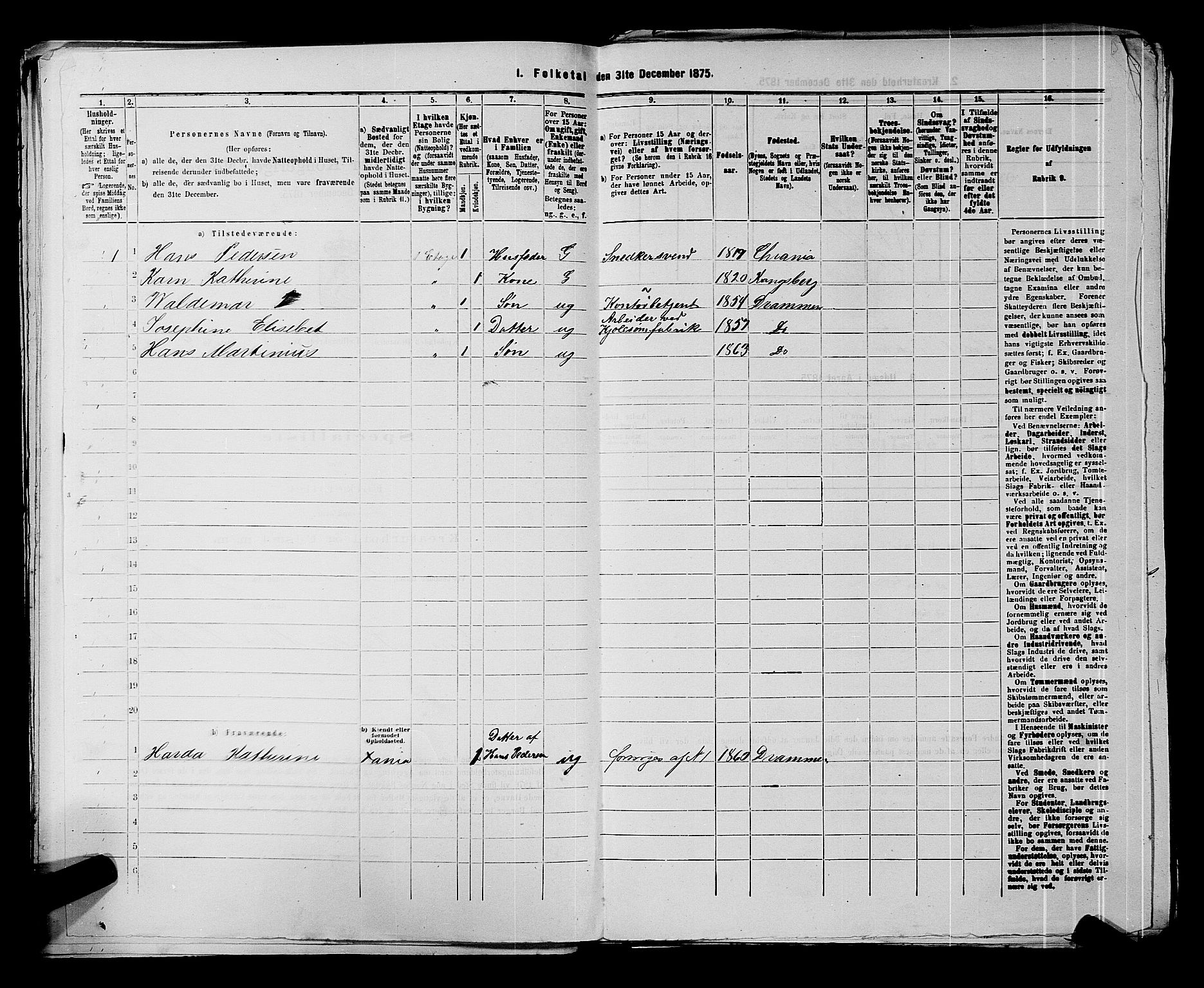 SAKO, 1875 census for 0602 Drammen, 1875, p. 404