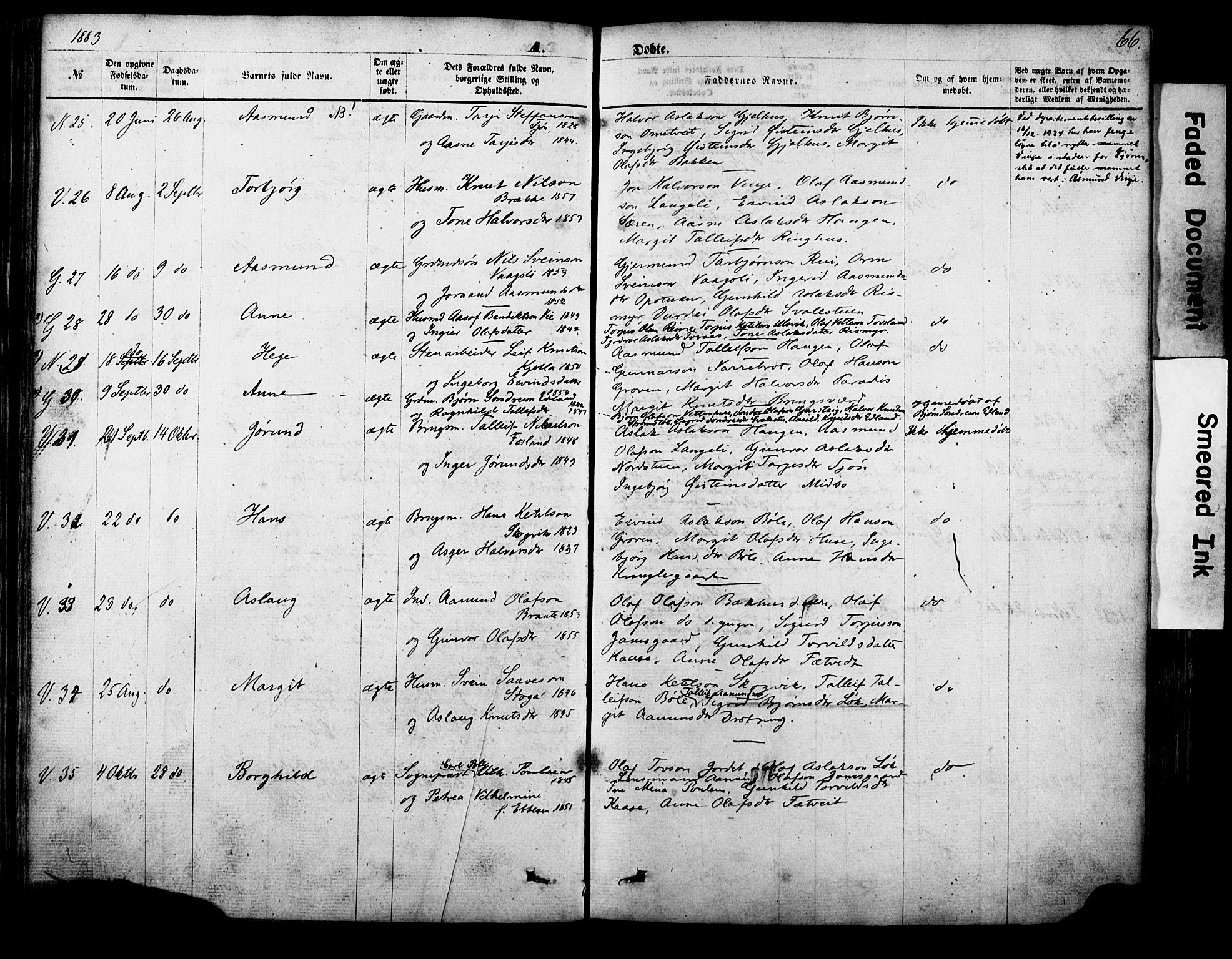 Vinje kirkebøker, AV/SAKO-A-312/F/Fa/L0005: Parish register (official) no. I 5, 1870-1886, p. 66