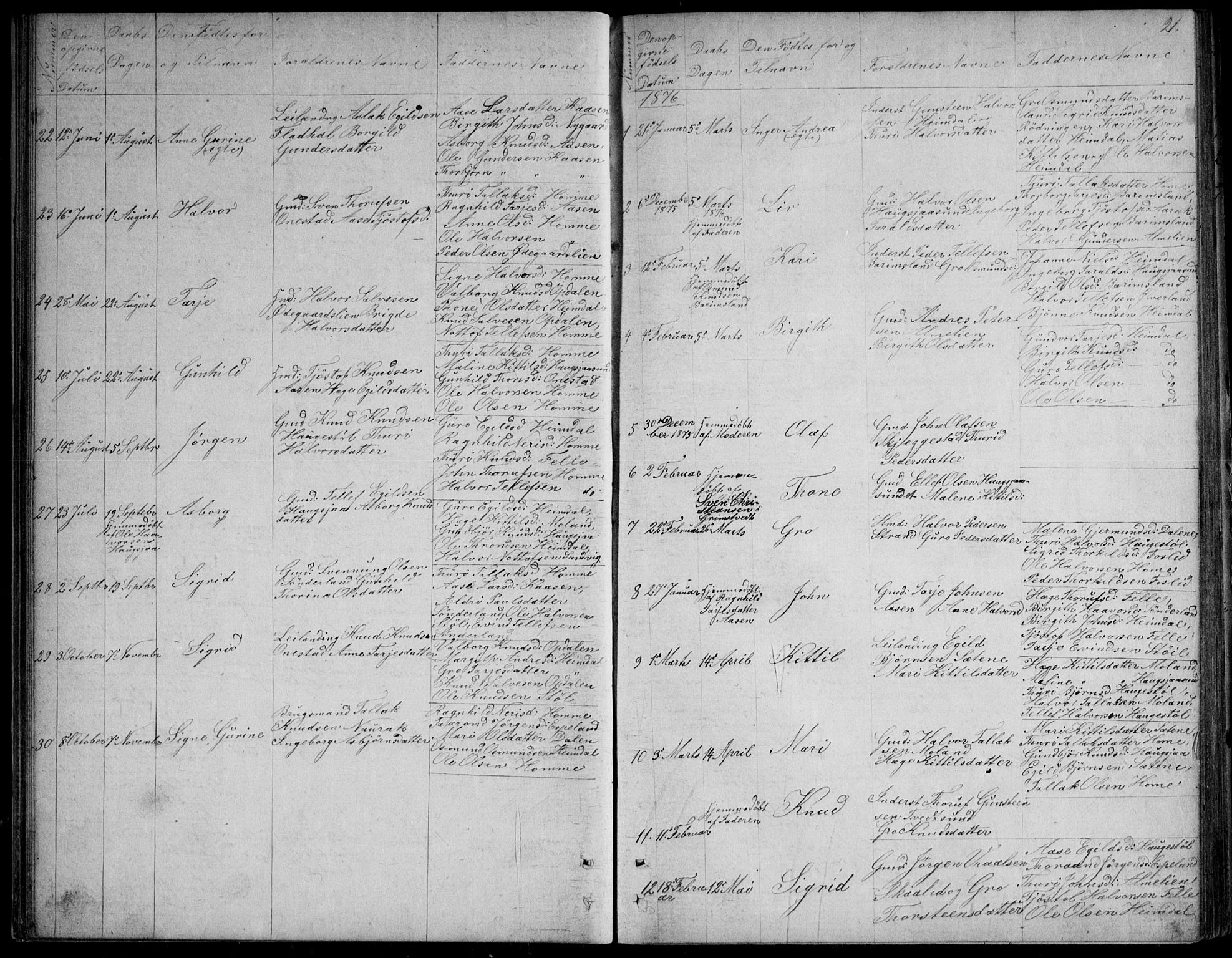 Nissedal kirkebøker, SAKO/A-288/G/Gb/L0002: Parish register (copy) no. II 2, 1863-1892, p. 21