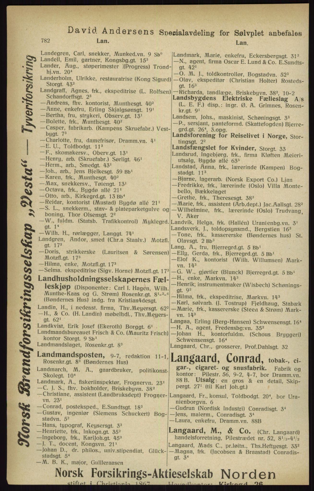 Kristiania/Oslo adressebok, PUBL/-, 1916, p. 782