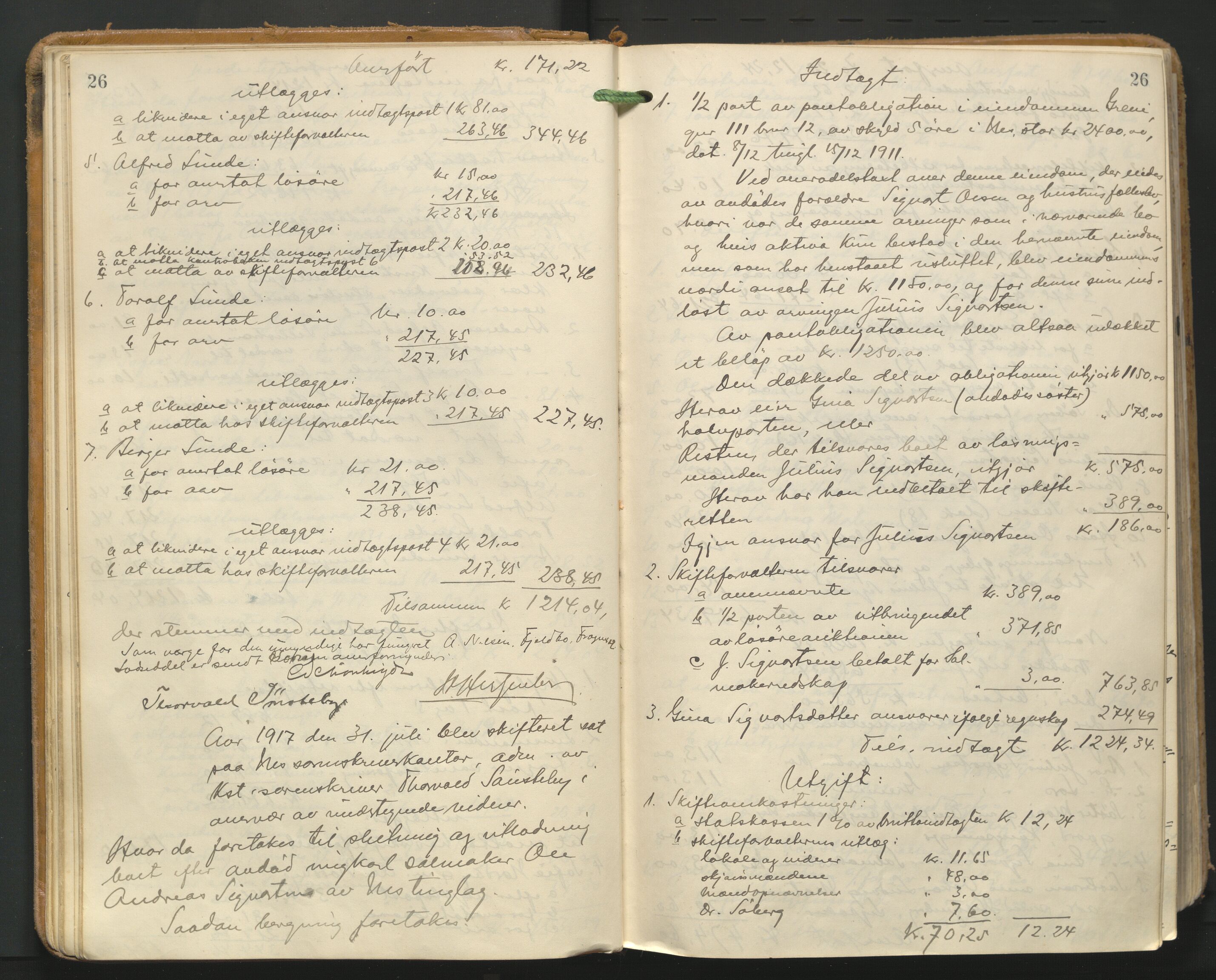 Nes tingrett, AV/SAO-A-10548/H/Hc/L0006: Utlodningsprotokoll, 1916-1943, p. 26