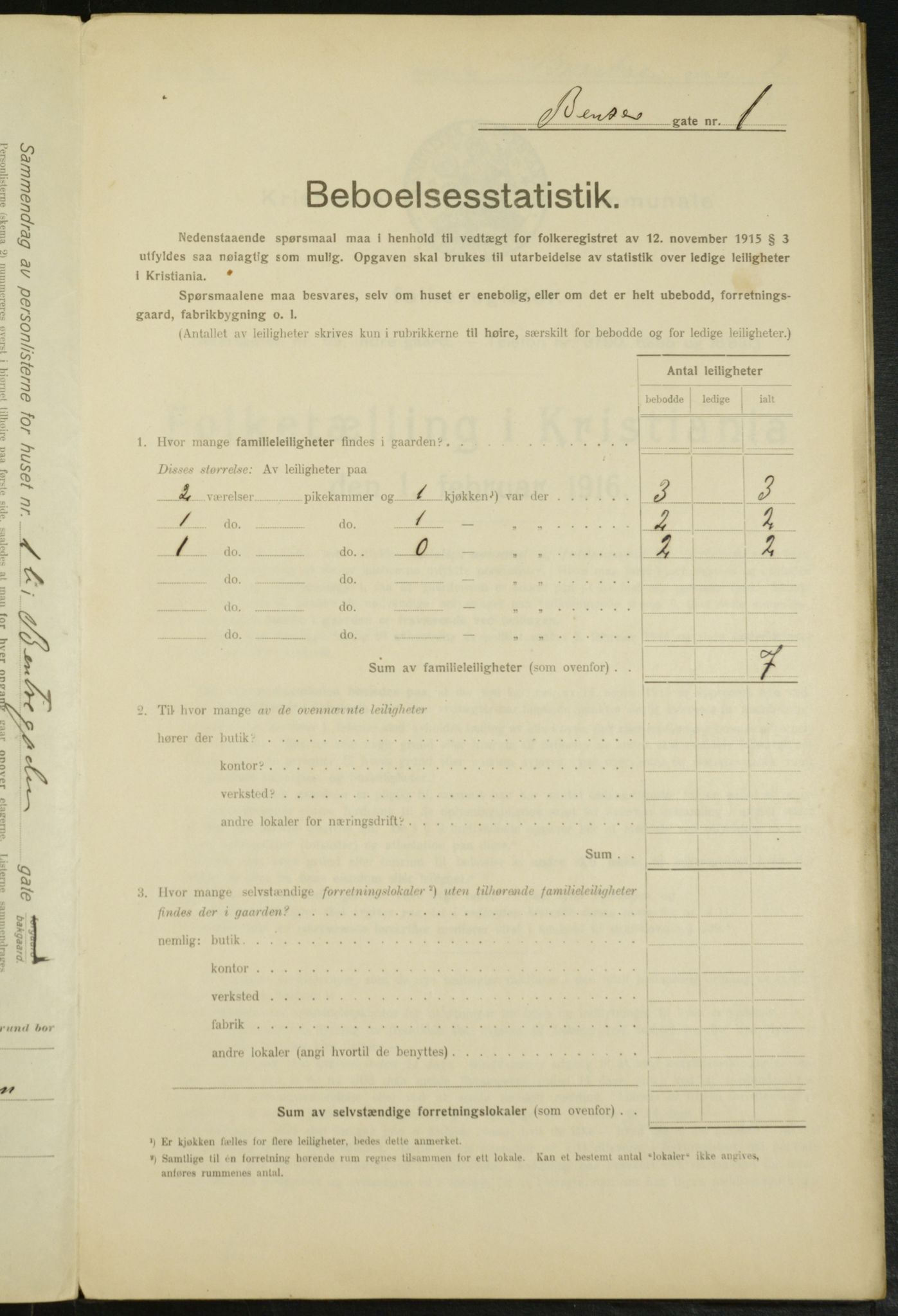 OBA, Municipal Census 1916 for Kristiania, 1916, p. 3581